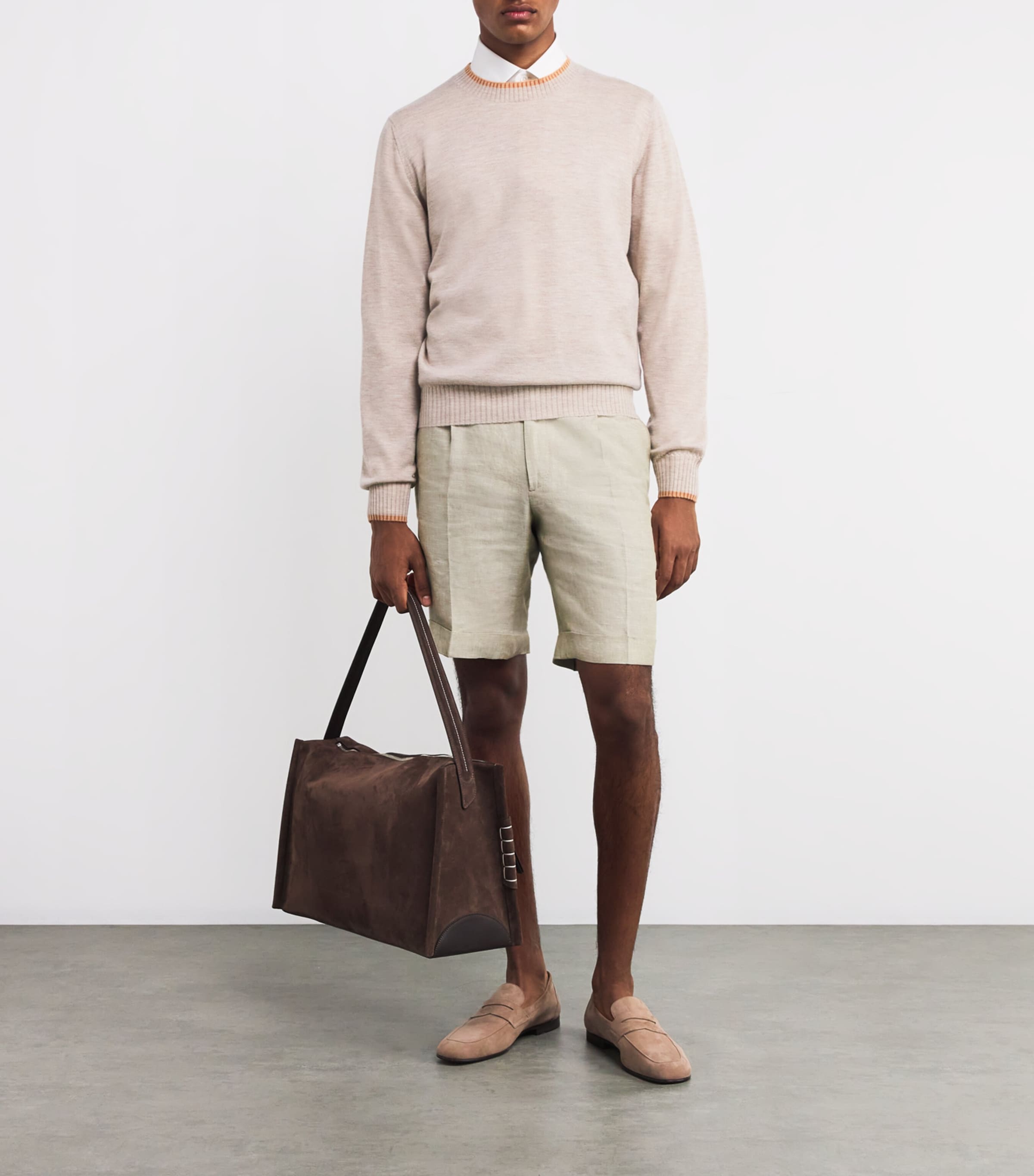 Fioroni Cashmere Mens Linen Shorts Natural Image 2