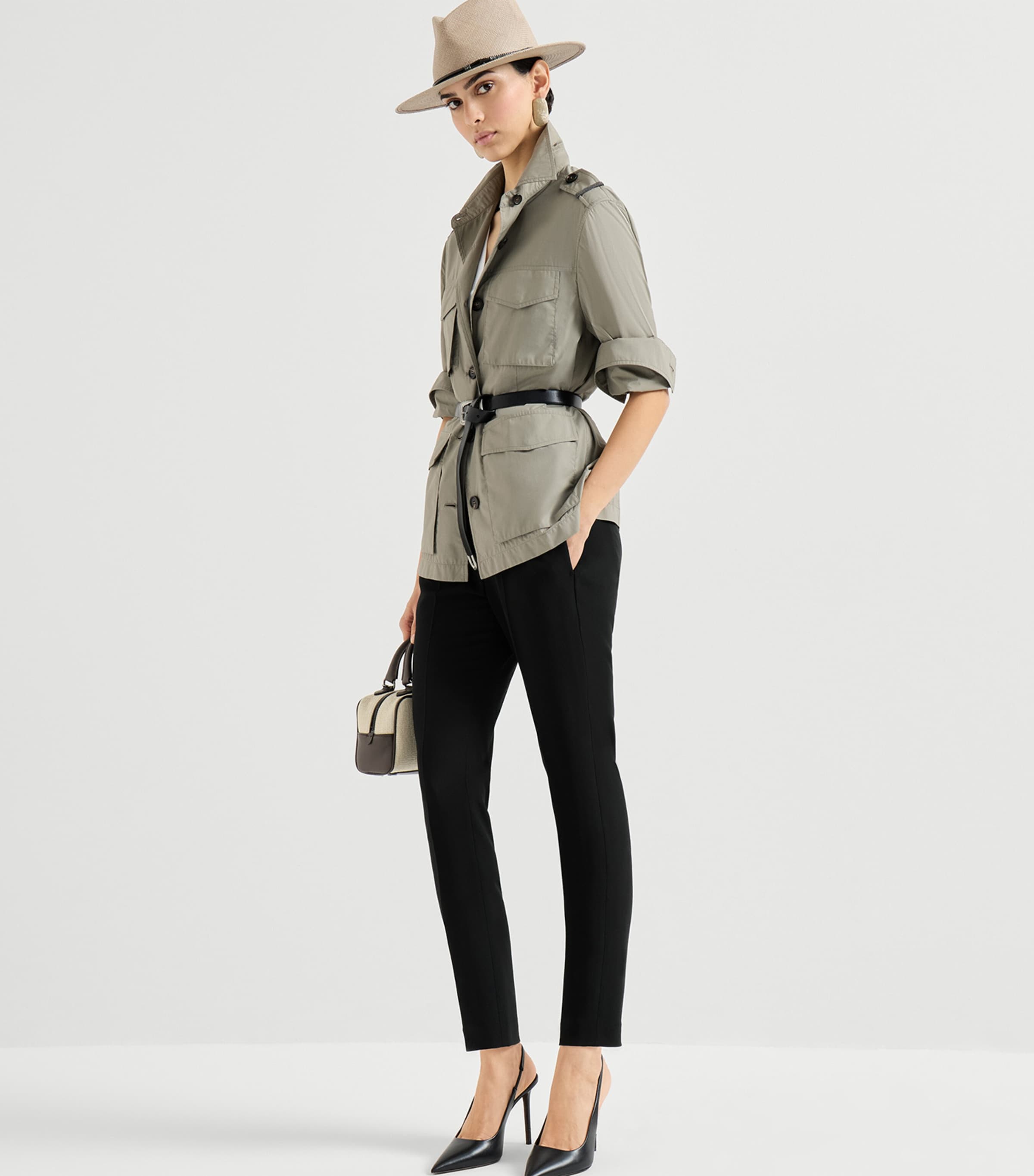 Brunello Cucinelli Womens Crepe Slim Trousers Image 2