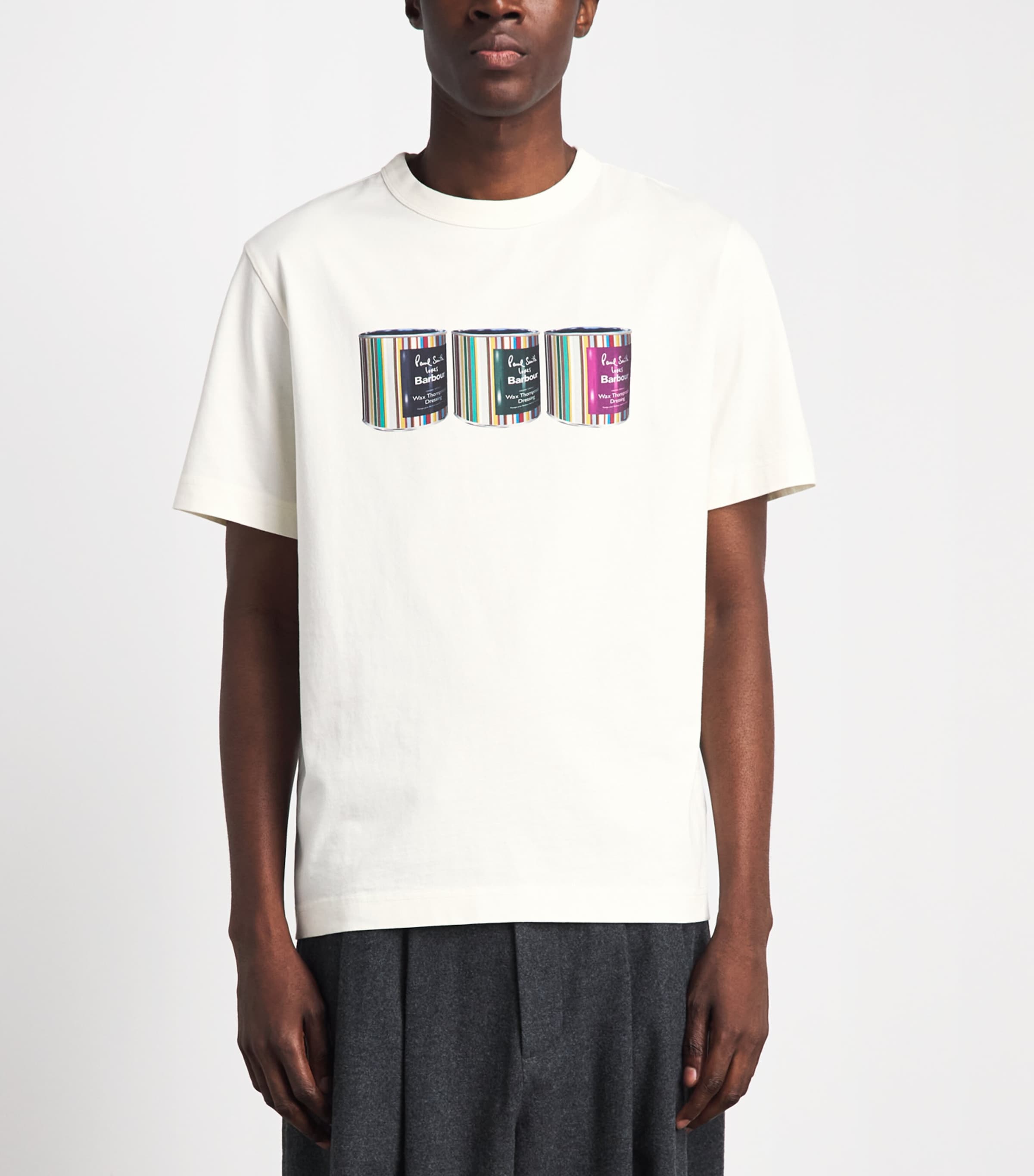 Barbour Mens x Paul Smith Cotton Tinned T-Shirt Whisper White Image 4