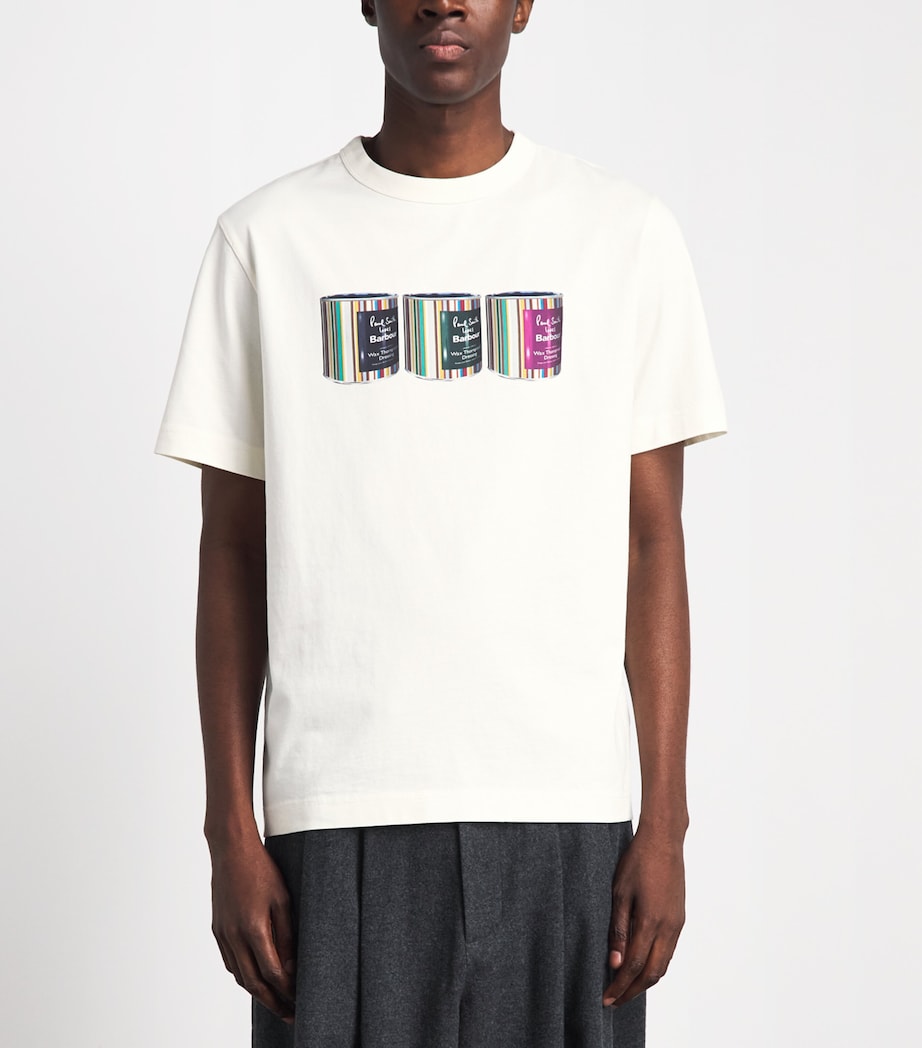 Barbour Mens x Paul Smith Cotton Tinned T-Shirt Whisper White Image 4