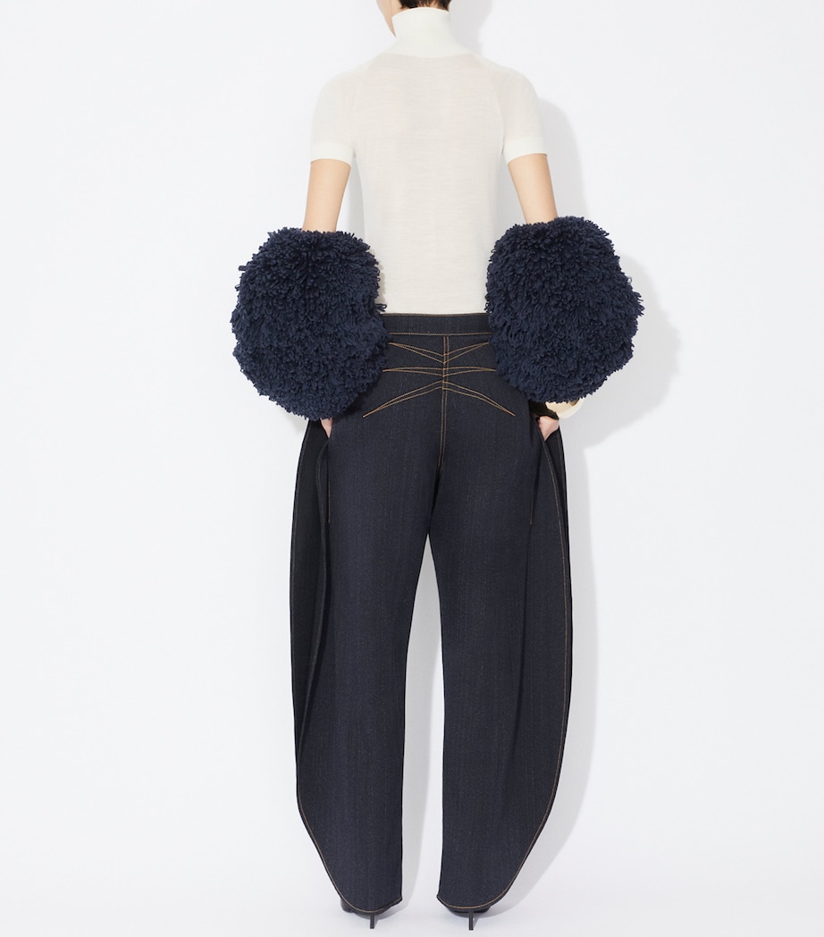 Side-Slit Round-Leg Jeans NUIT Image 3