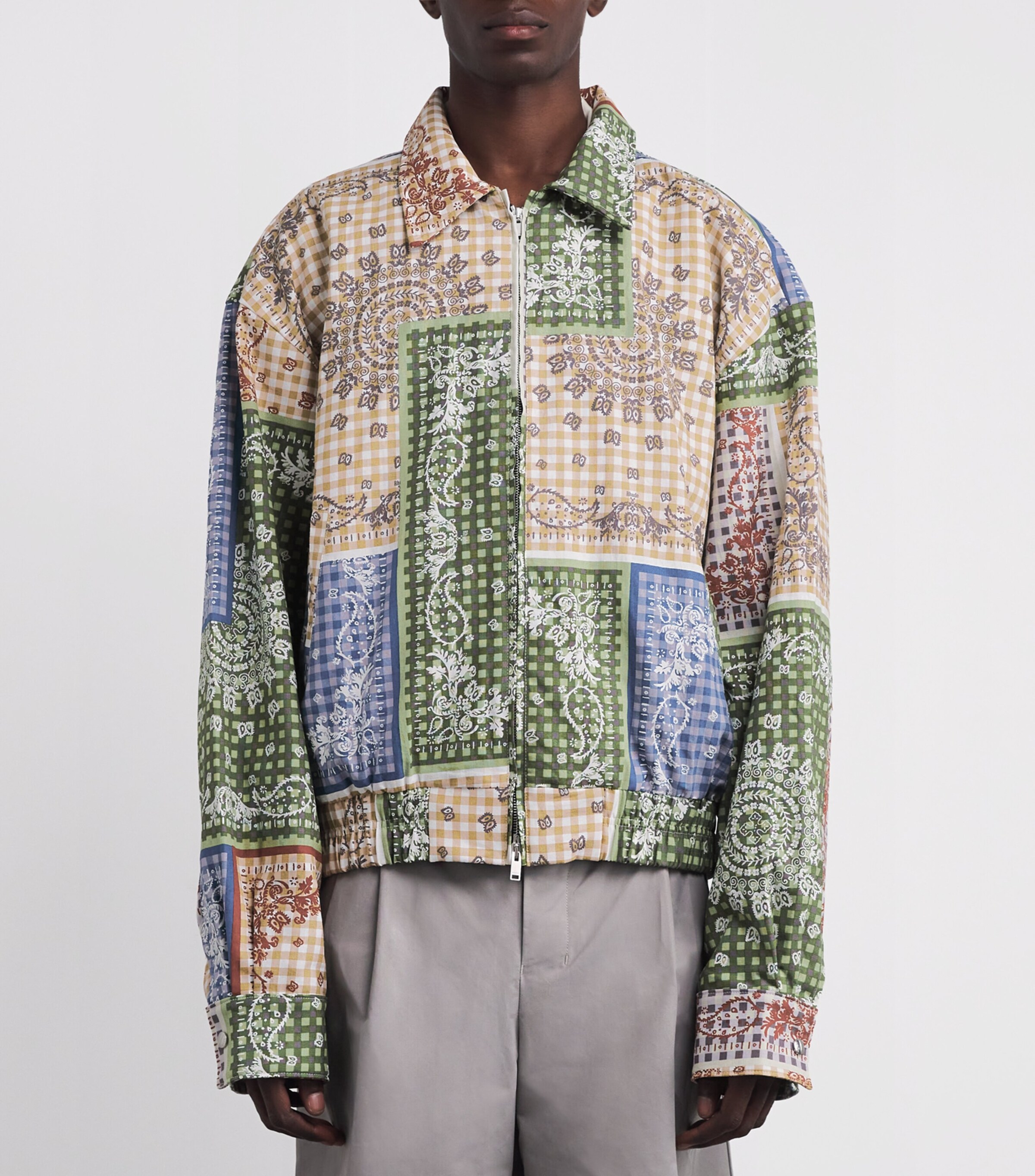 Linen-Cotton Bandana Print Jacket MULTI/ 0108 Image 3