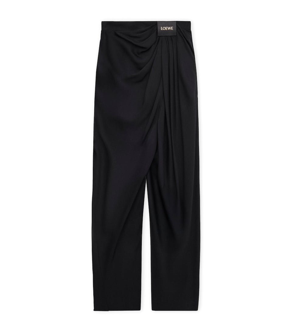 Silk Draped Wide-Leg Trousers