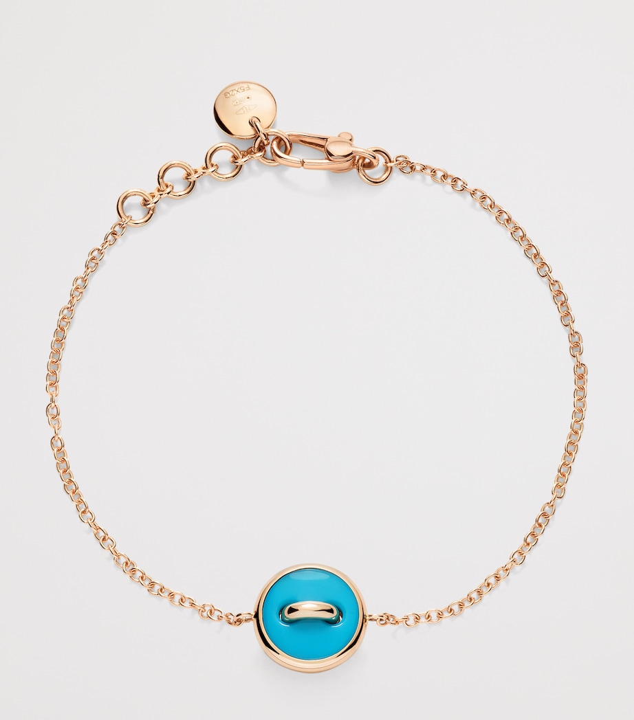 Rose Gold, Diamond and Turquoise Pom Pom Dot Bracelet DB0TU Image 2