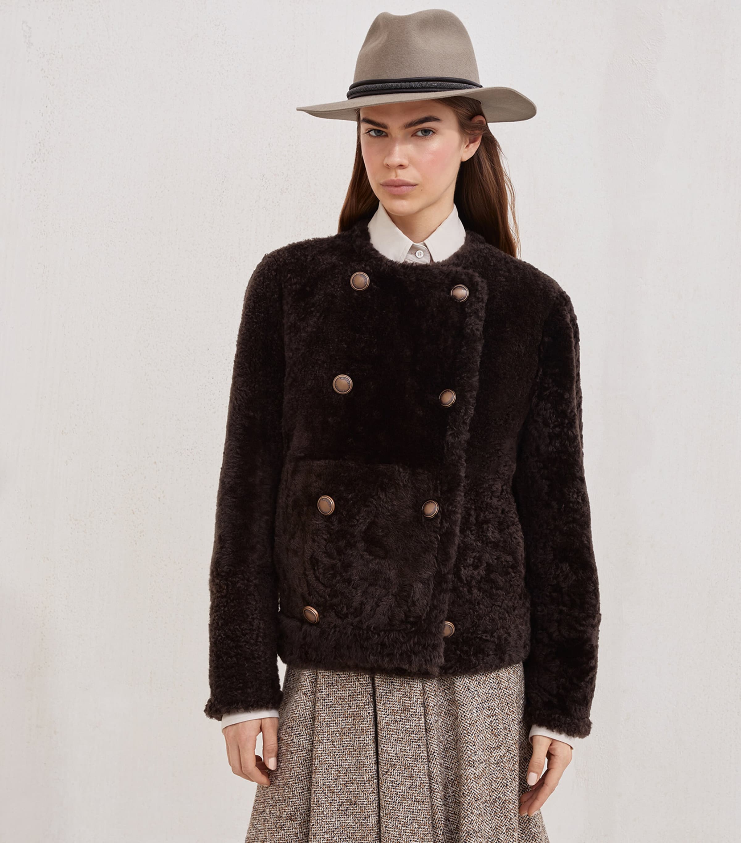 Shearling-Leather Reversible Pea Coat C2390 Image 2