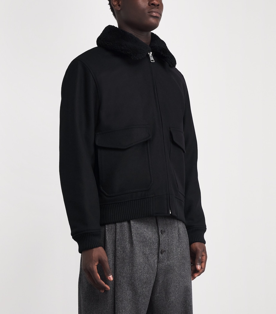 Wool-Blend Bomber Jacket BLACK Image 3