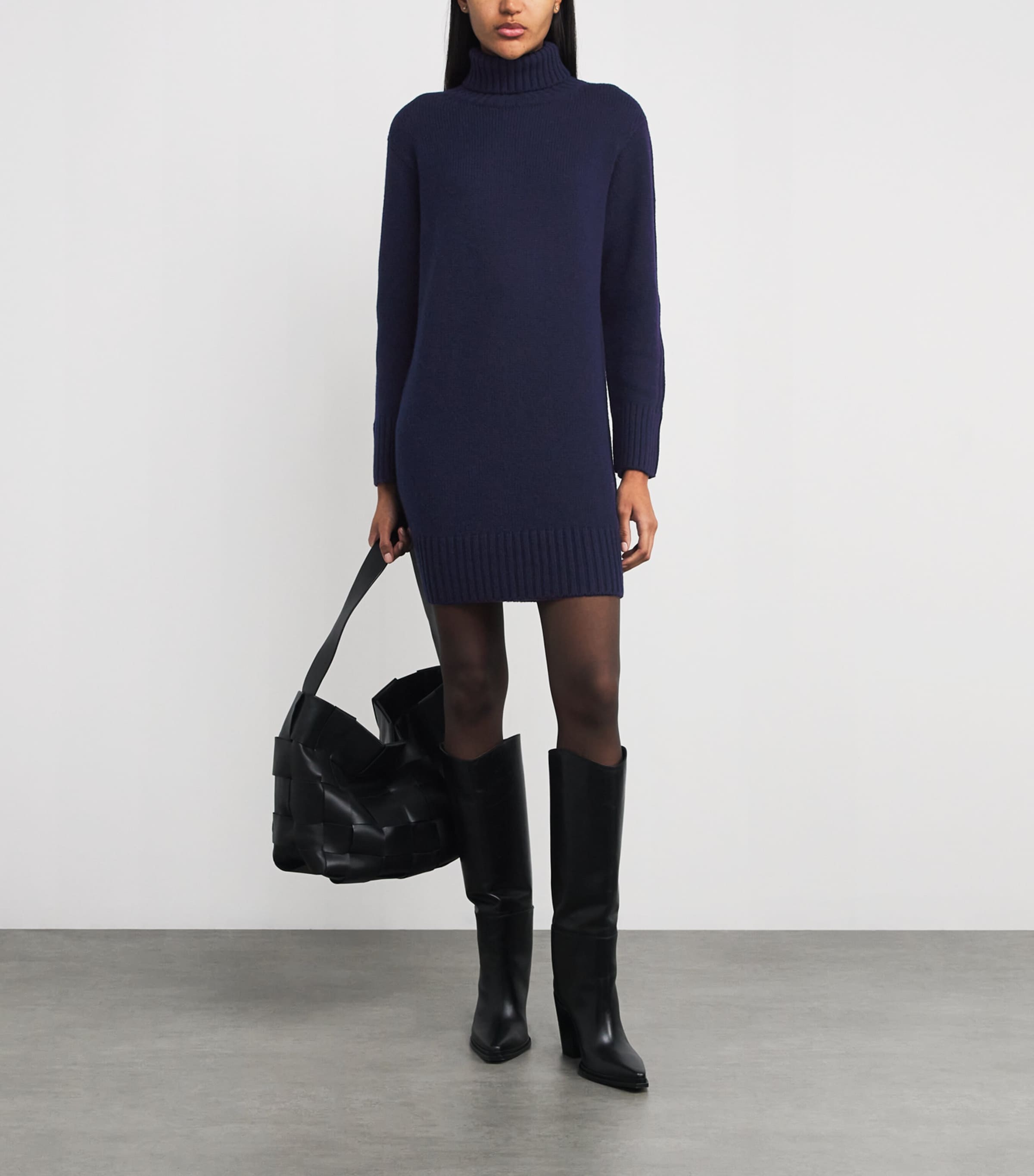 Cashmere Rollneck Mini Dress T&D NAVY Image 4