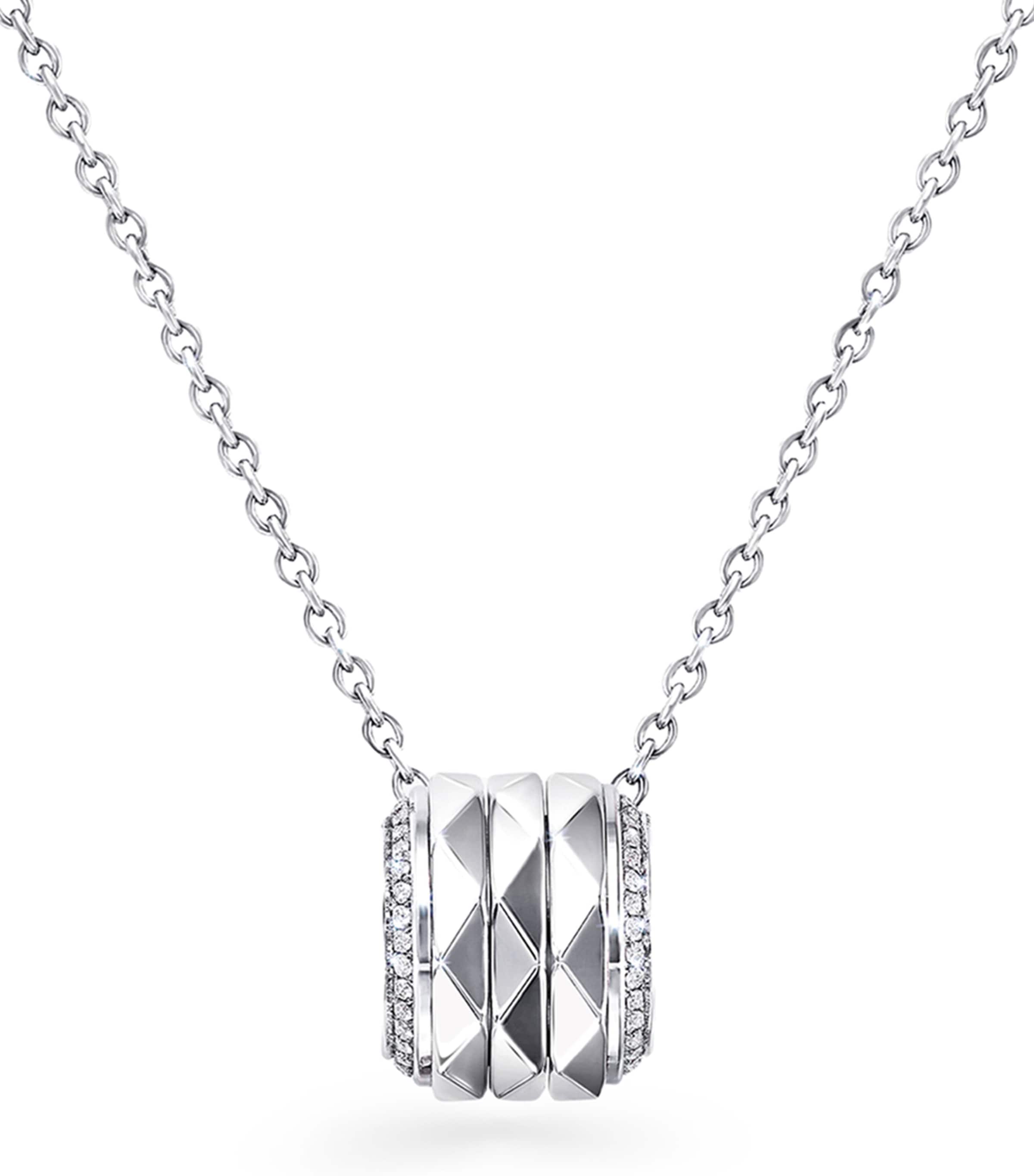 White Gold and Diamond LG Signature Pendant Necklace WHITE GOLD Image 1