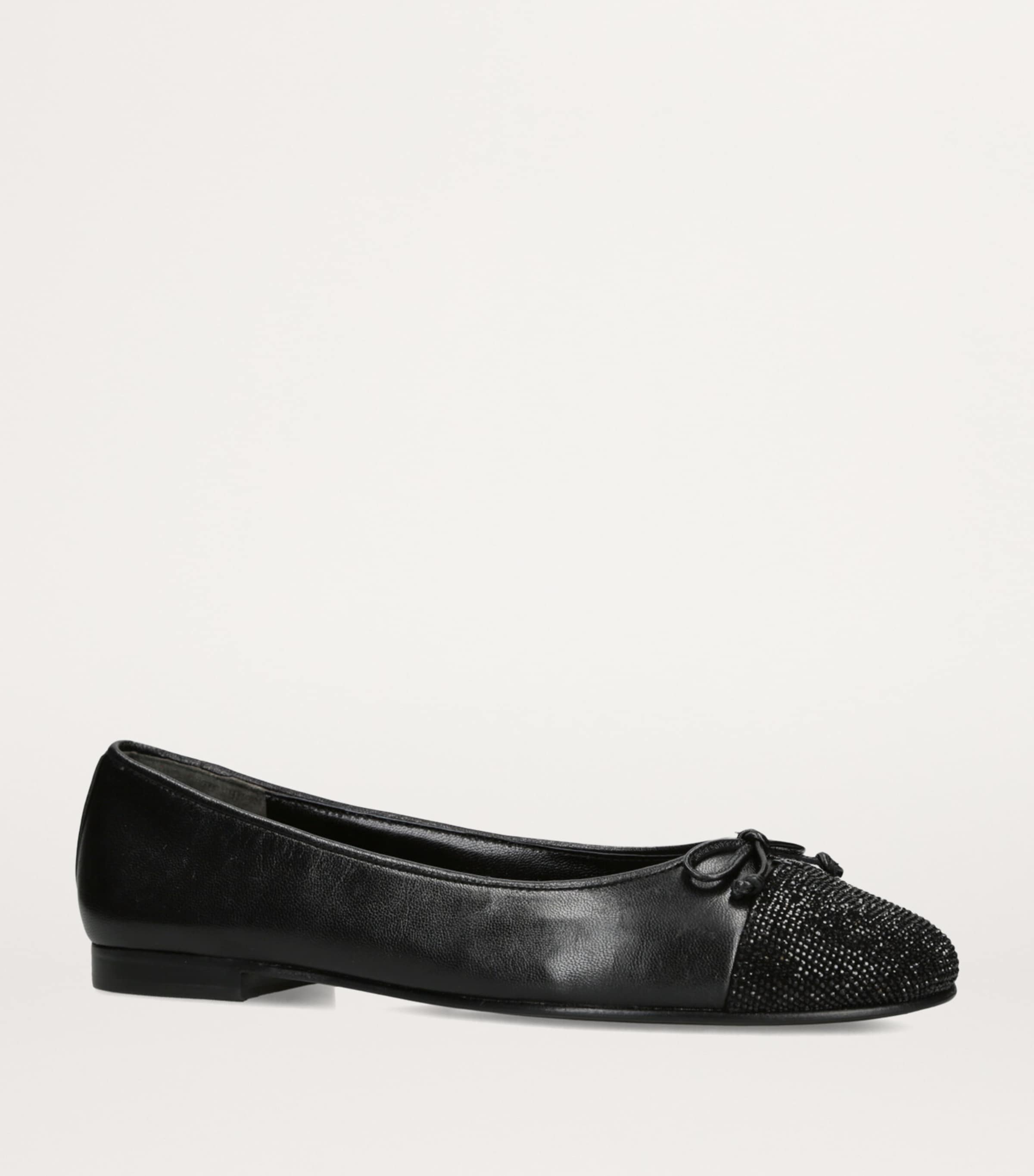 Leather Cap-Toe Ballet Flats BLACK Image 3