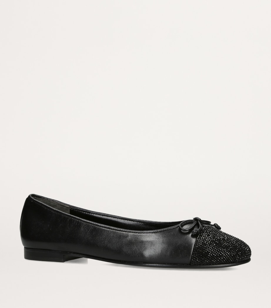 Leather Cap-Toe Ballet Flats BLACK Image 3