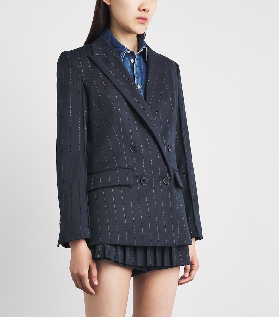 Maje Womens Stripe Suit Jacket Navy Image 4