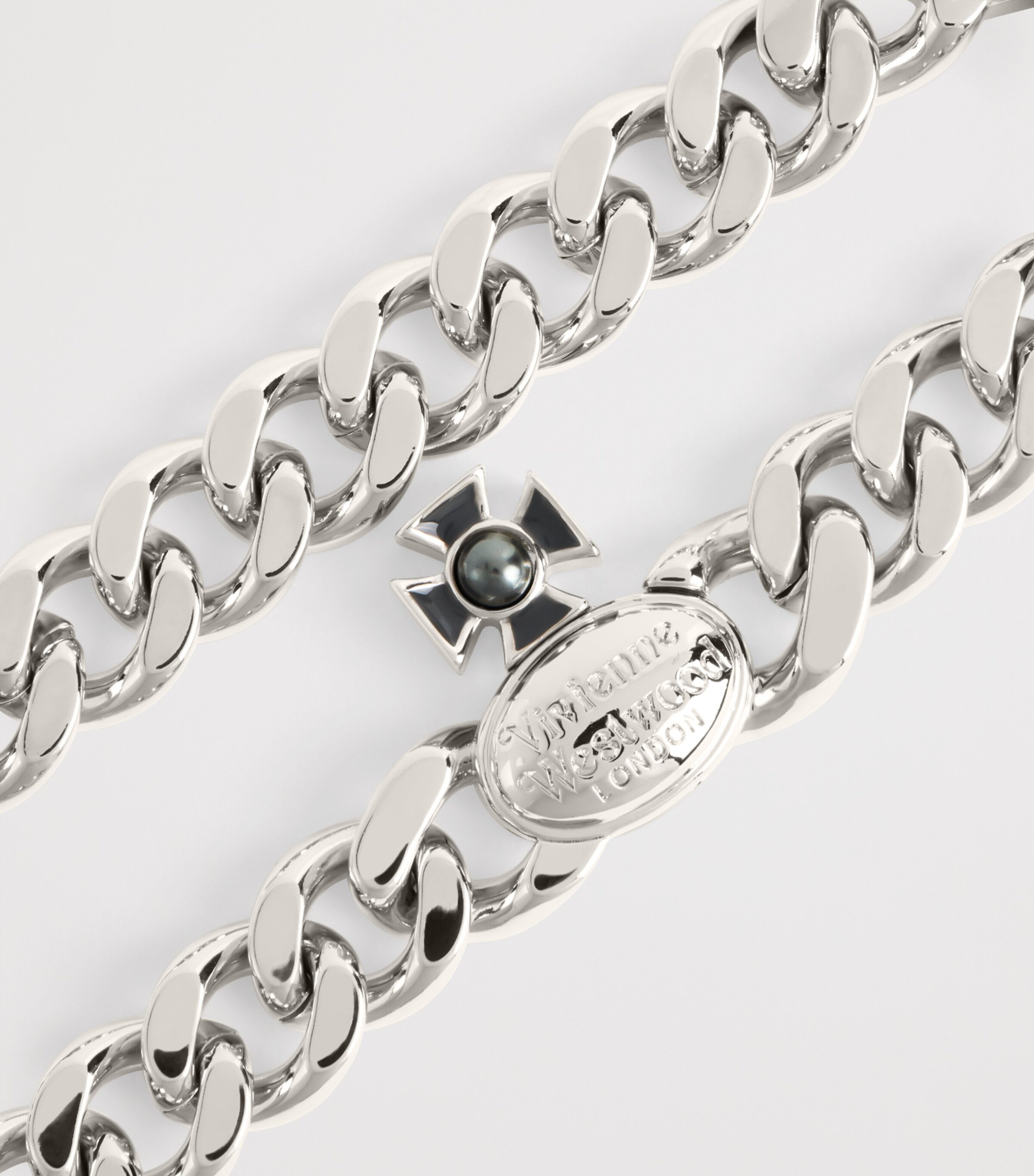Vivienne Westwood Mens Jewel-Orb Gaby Necklace Platinum Image 3