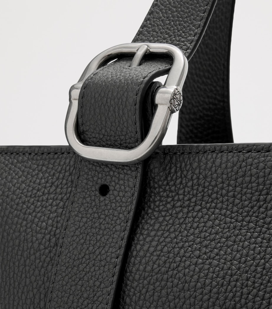 Grained Calfskin Loop Tote Bag BLACK Image 8
