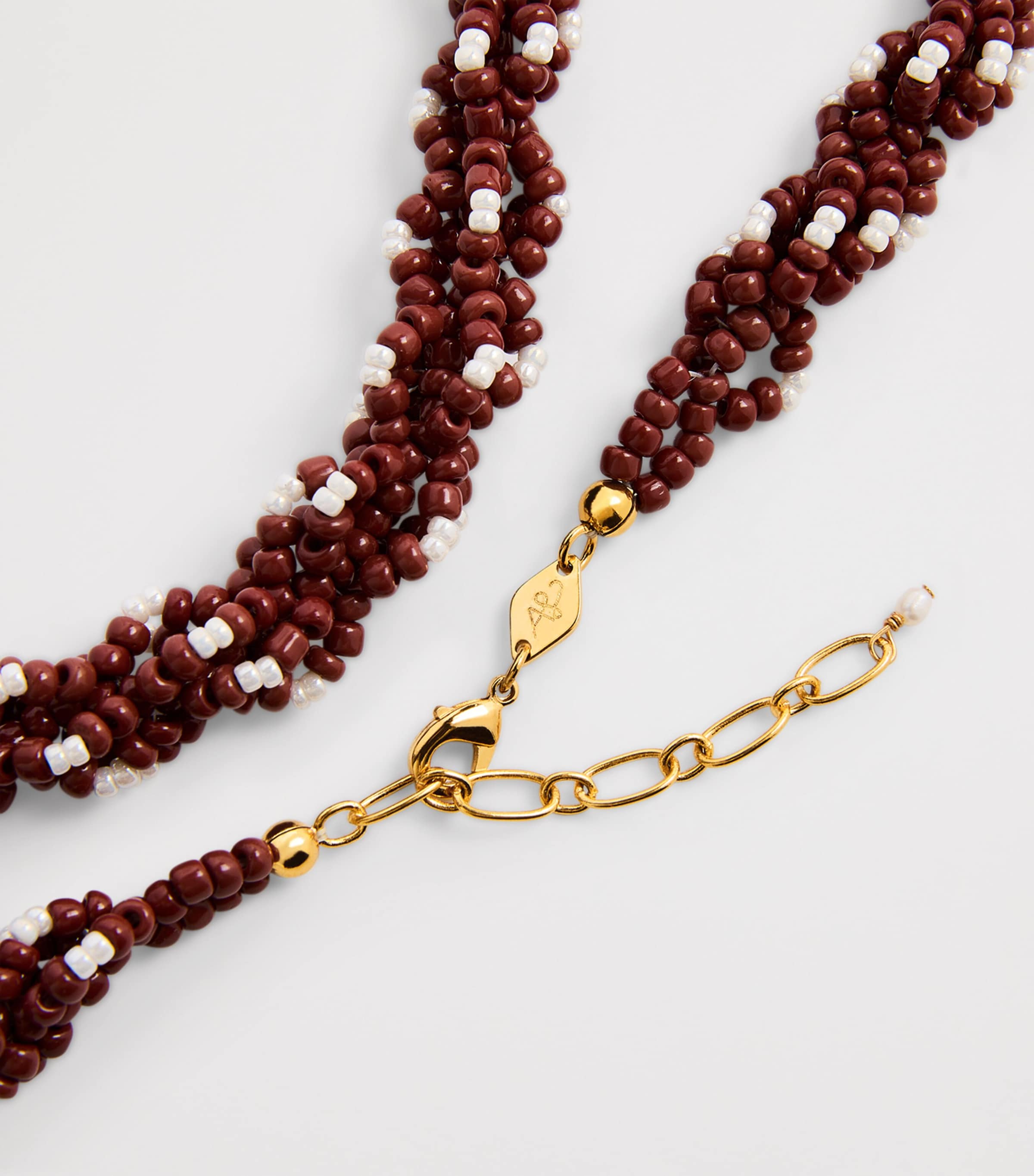 Gold-Plated Beaded Rodeo Necklace DEEP BURGUNDY Image 4