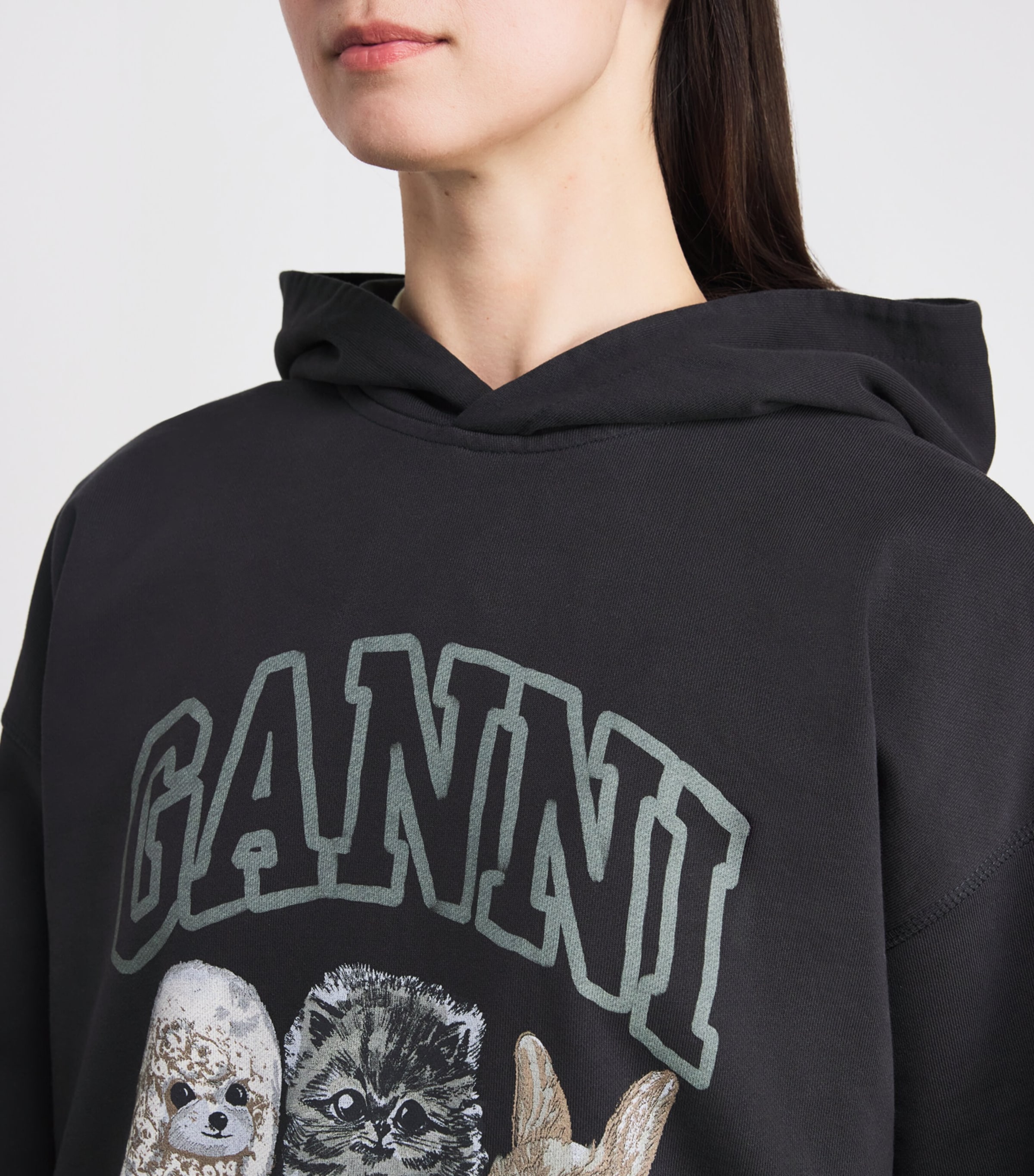 GANNI Organic Cotton Animal Hoodie | Harrods US