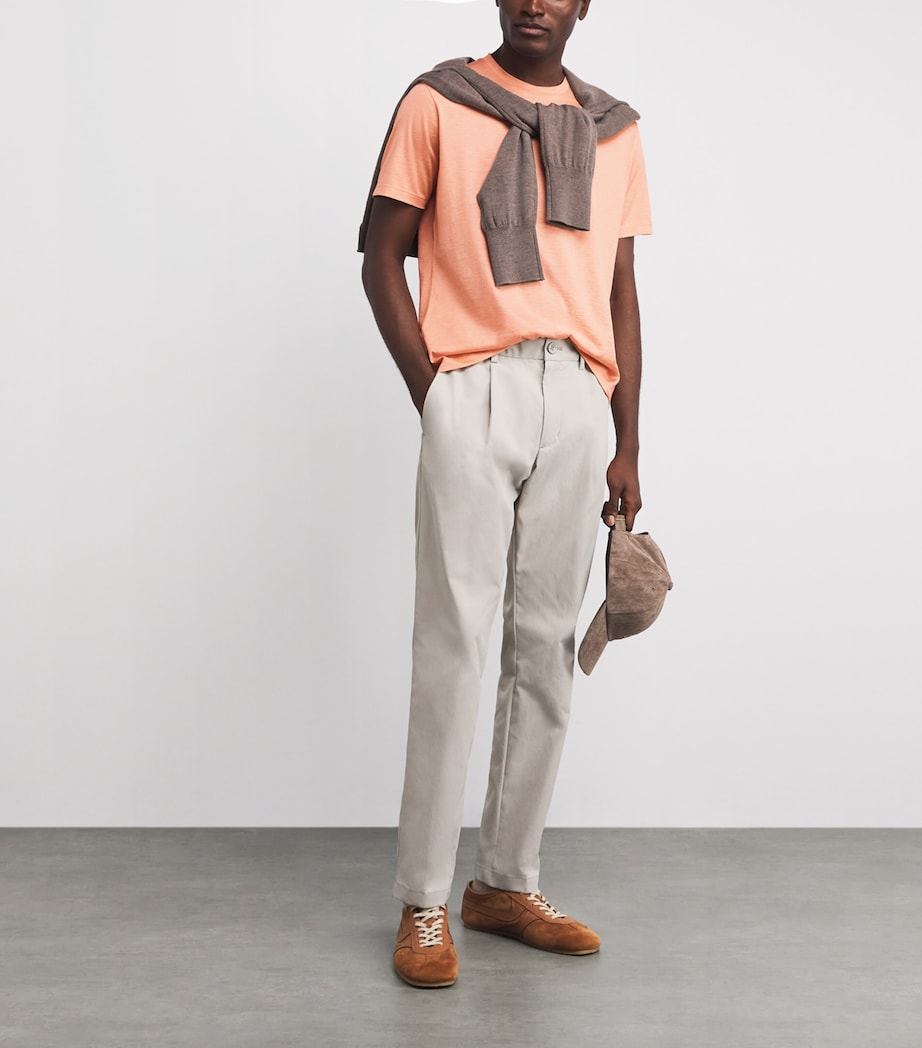 Cotton-Silk Stripe T-Shirt 133 WHITE ORANGE Image 2