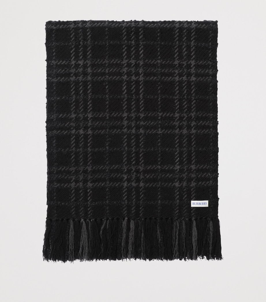 Burberry Cashmere-Silk-Wool Embellished Check Scarf Black Image 2
