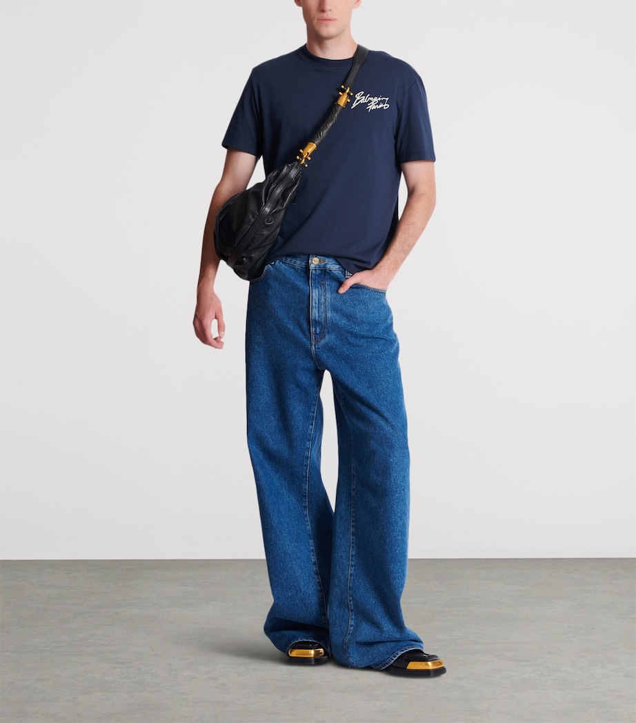 Cotton Logo T-Shirt SIV MARINE/BLANC Image 3