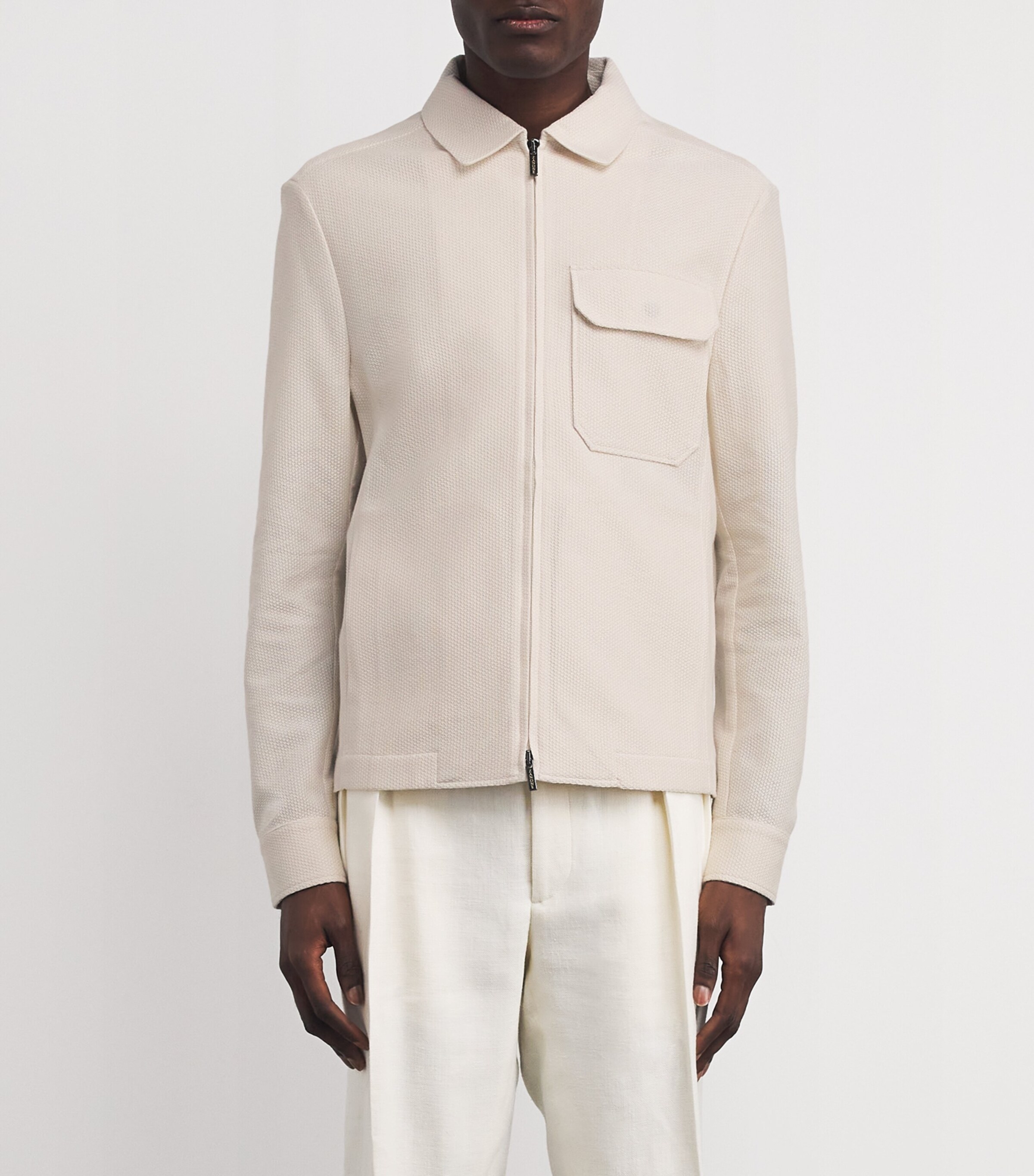 Collared Bomber Jacket Z0913 AVORIO Image 3