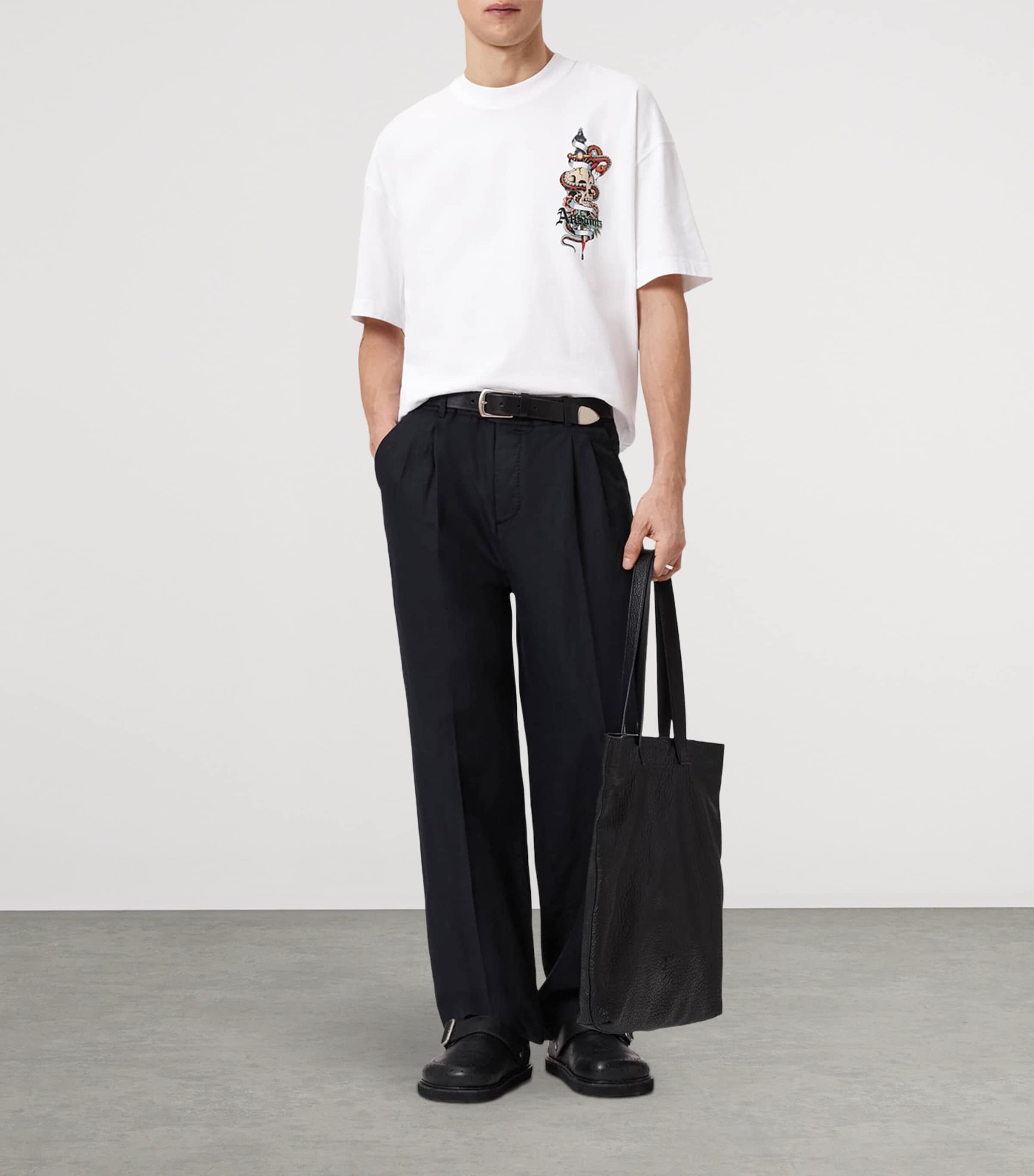 AllSaints Mens Organic Cotton Blade T-Shirt Optic White Image 5