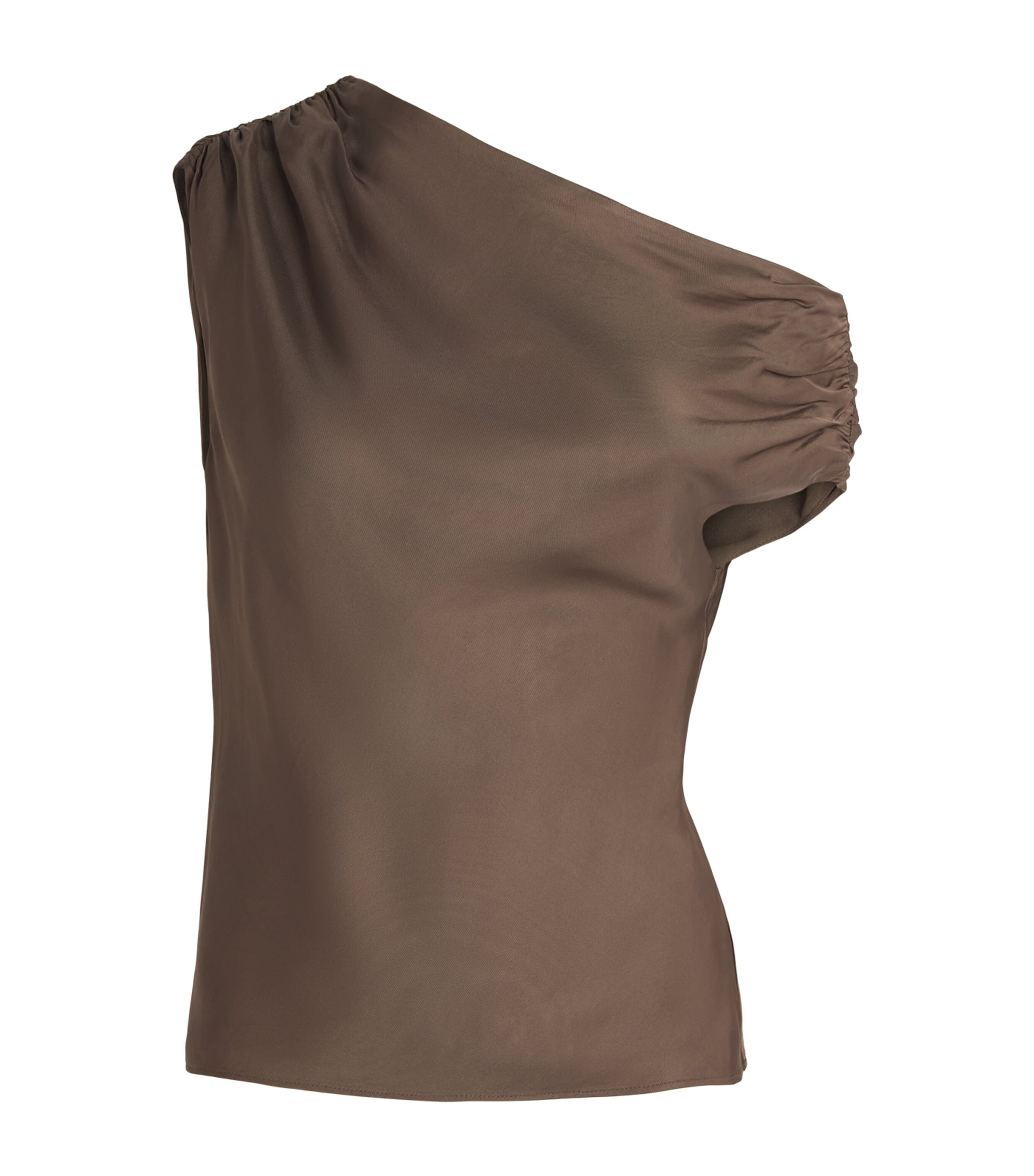 Toccin Womens One-Shoulder Veda Top Coffee Image 1