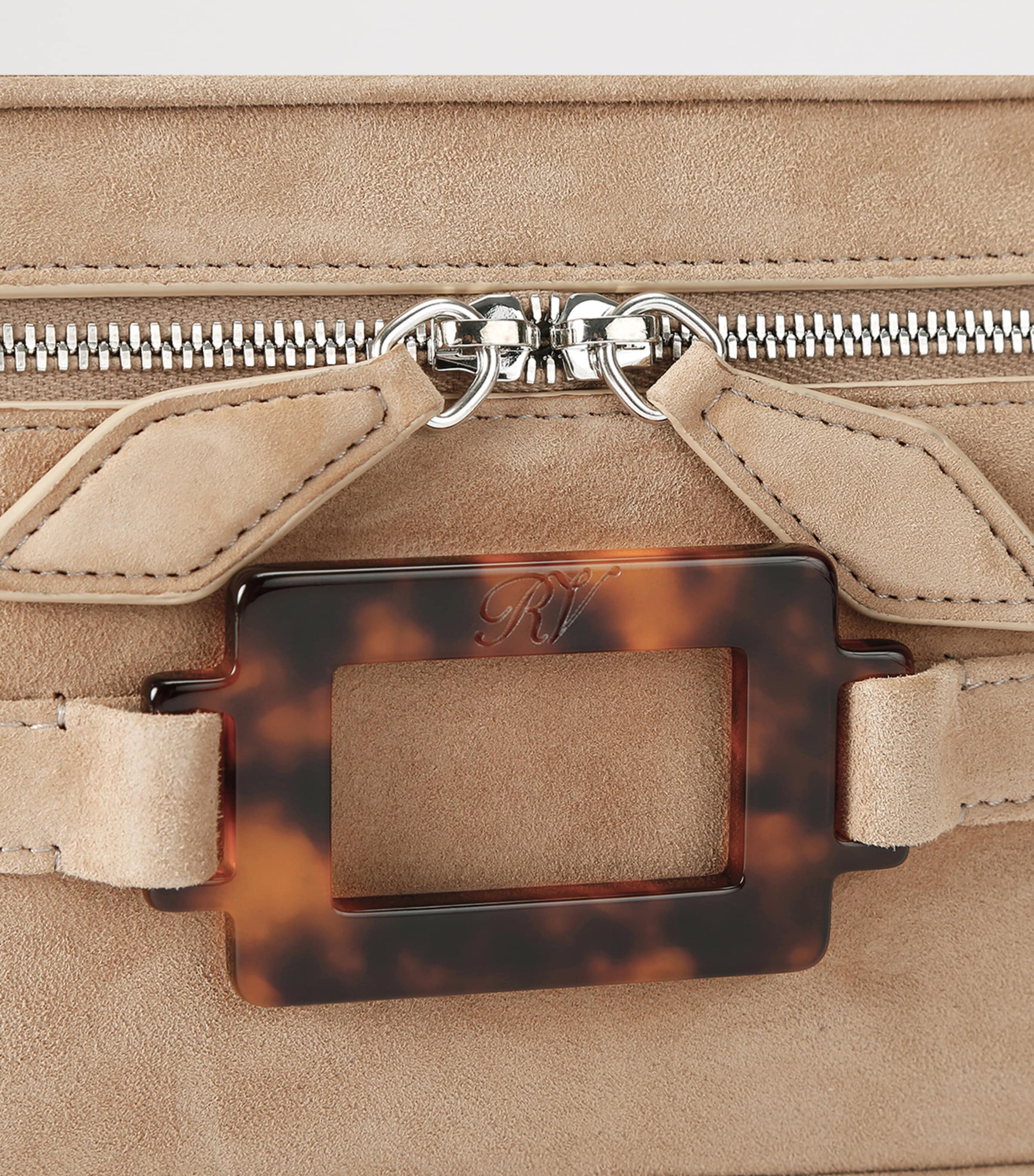 Mini Suede Vanity Belle Vivier Top-Handle Bag BEIGE Image 4