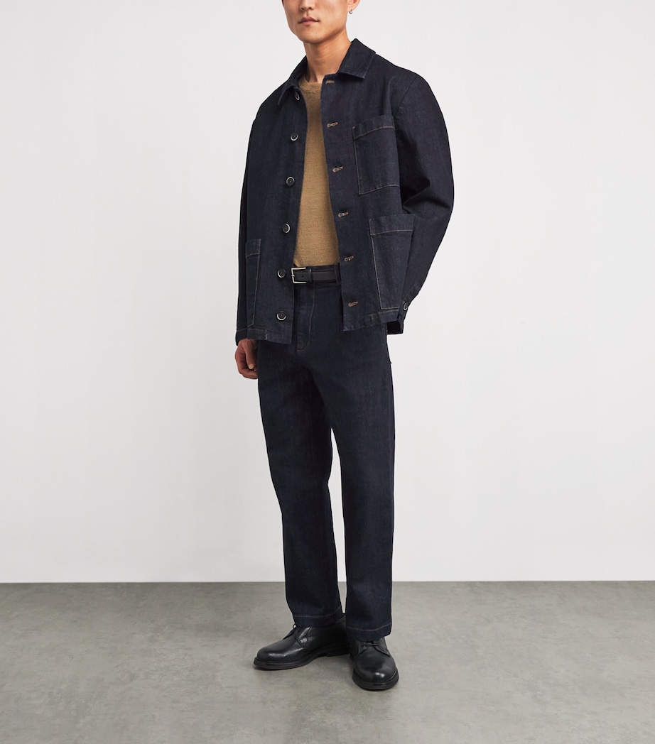 Pleated Wide-Leg Jeans 170 NAVY Image 2