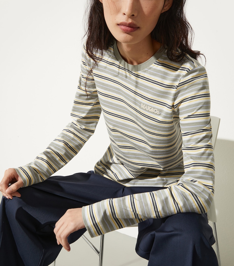 MAX&Co. Womens Cotton Stripe T-Shirt Sage Image 5