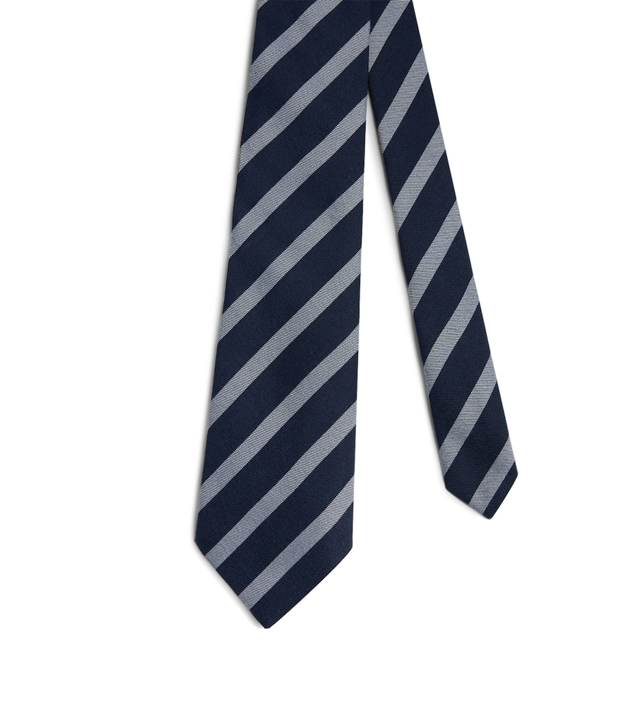 Dunhill Wool-Mulberry Silk Stripe Tie Image 1