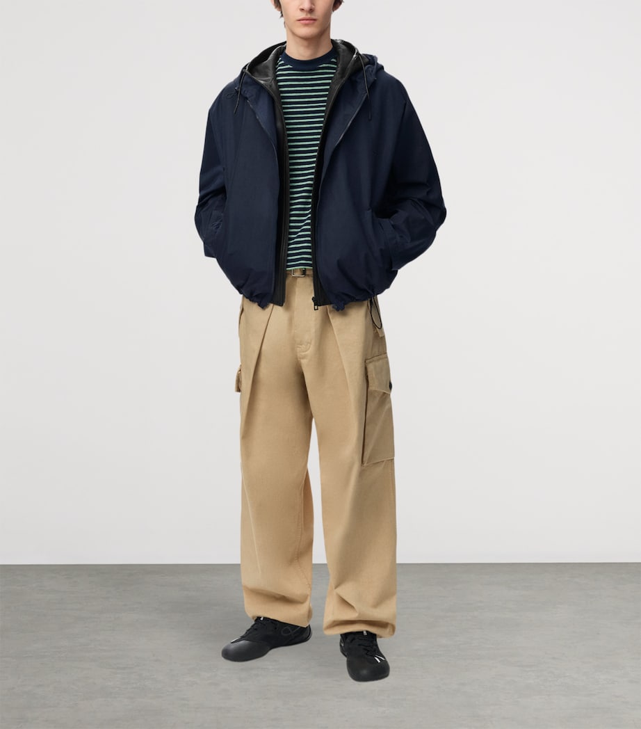 LOEWE Mens Layered-Neck Hooded Jacket Navy/black Image 2