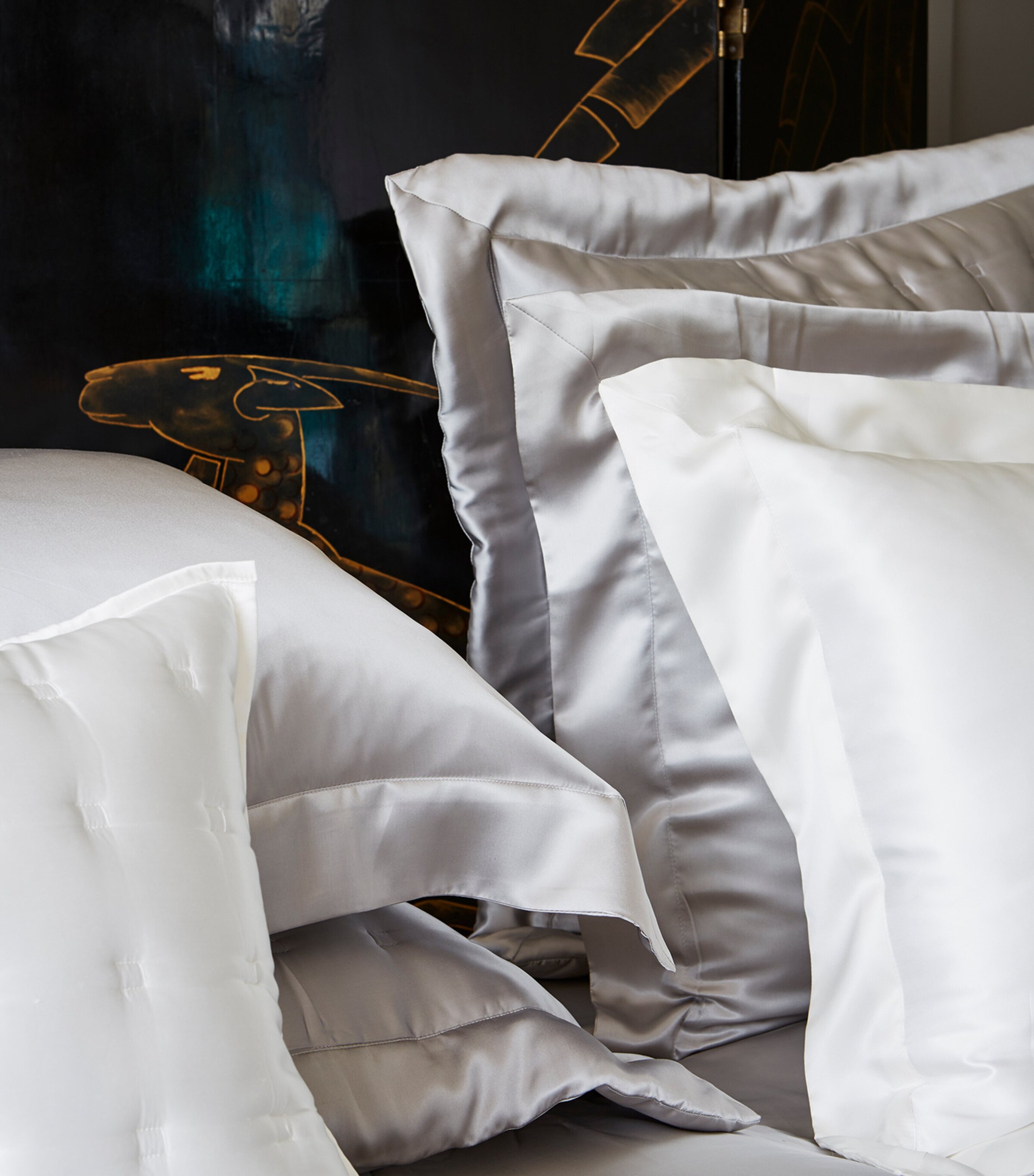 Silk Oxford Pillowcase (50cm x 75cm) SILVER GREY Image 4