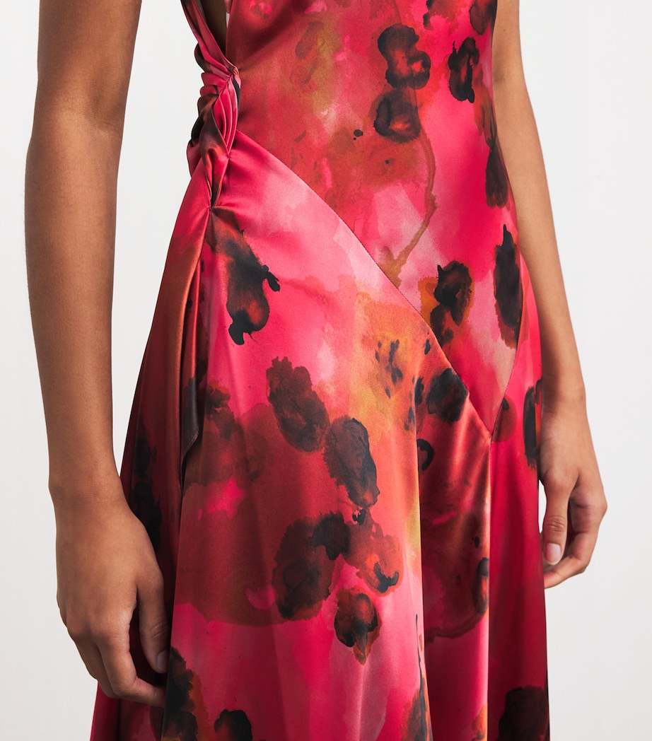 Silk Floral Draped Midi Dress 2913 RASPBERRY Image 4