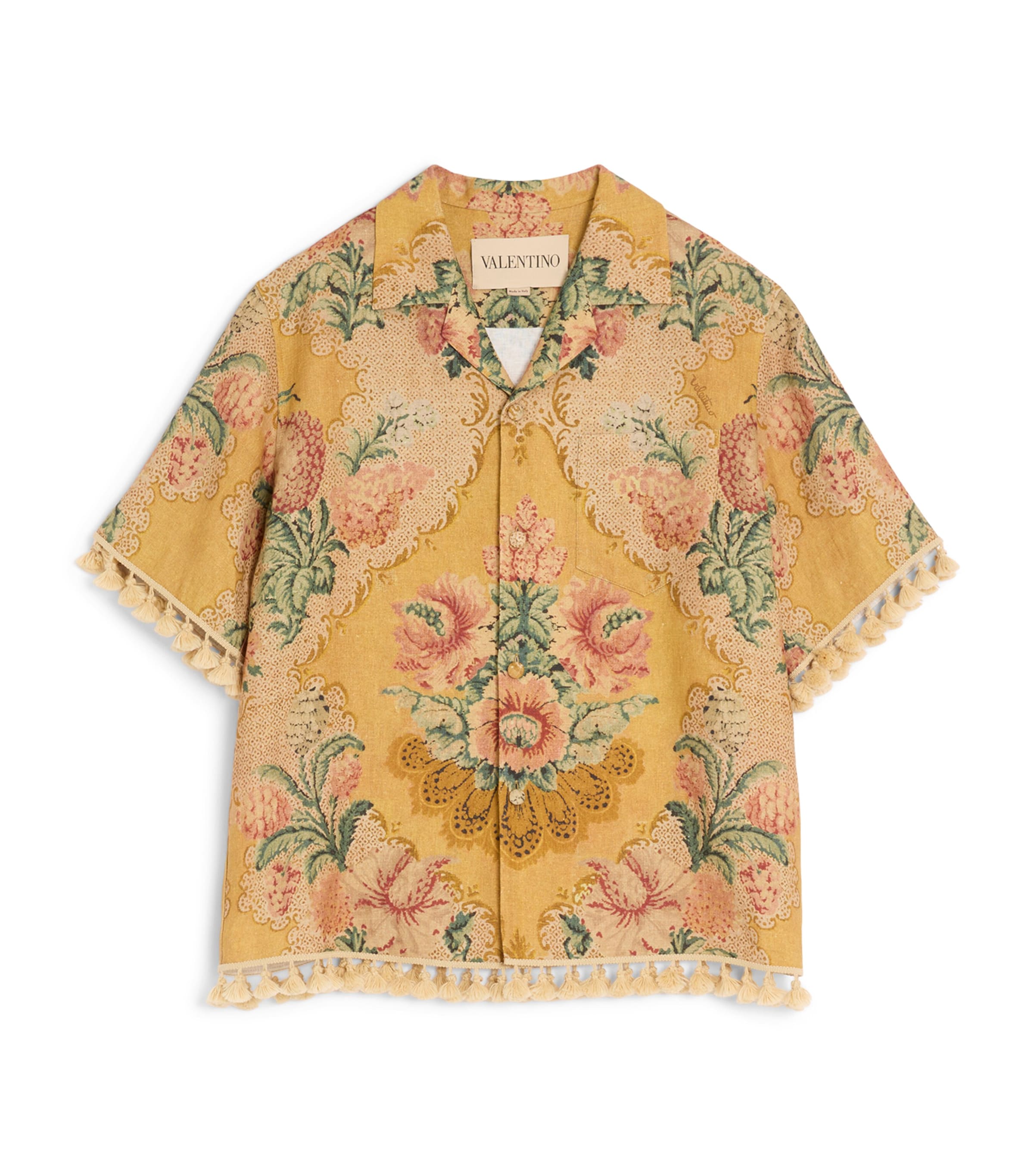 Linen Floral Tassel Shirt C4U Image 1