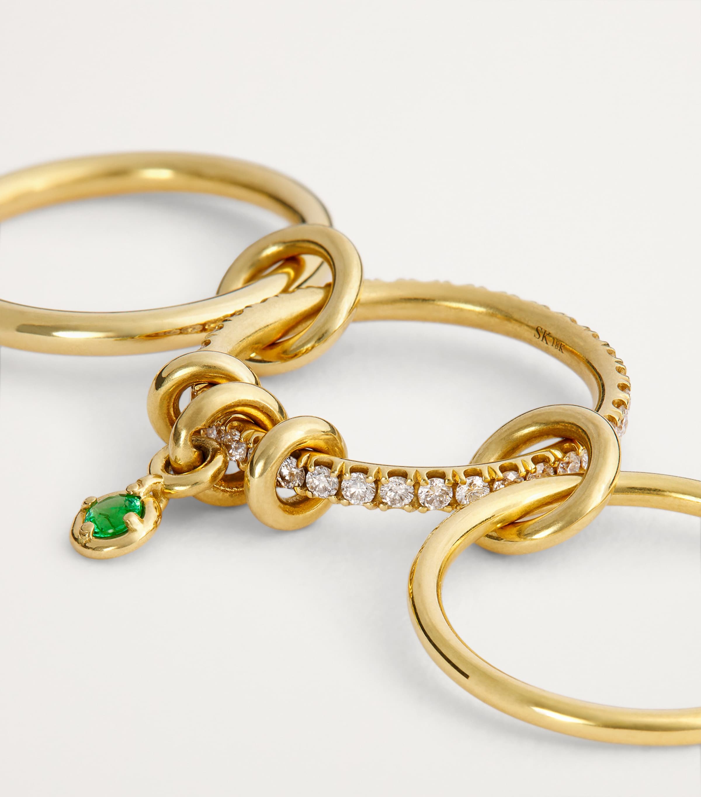 Spinelli Kilcollin Yellow Gold, Diamond and Emerald Pave Ring | Harrods EG