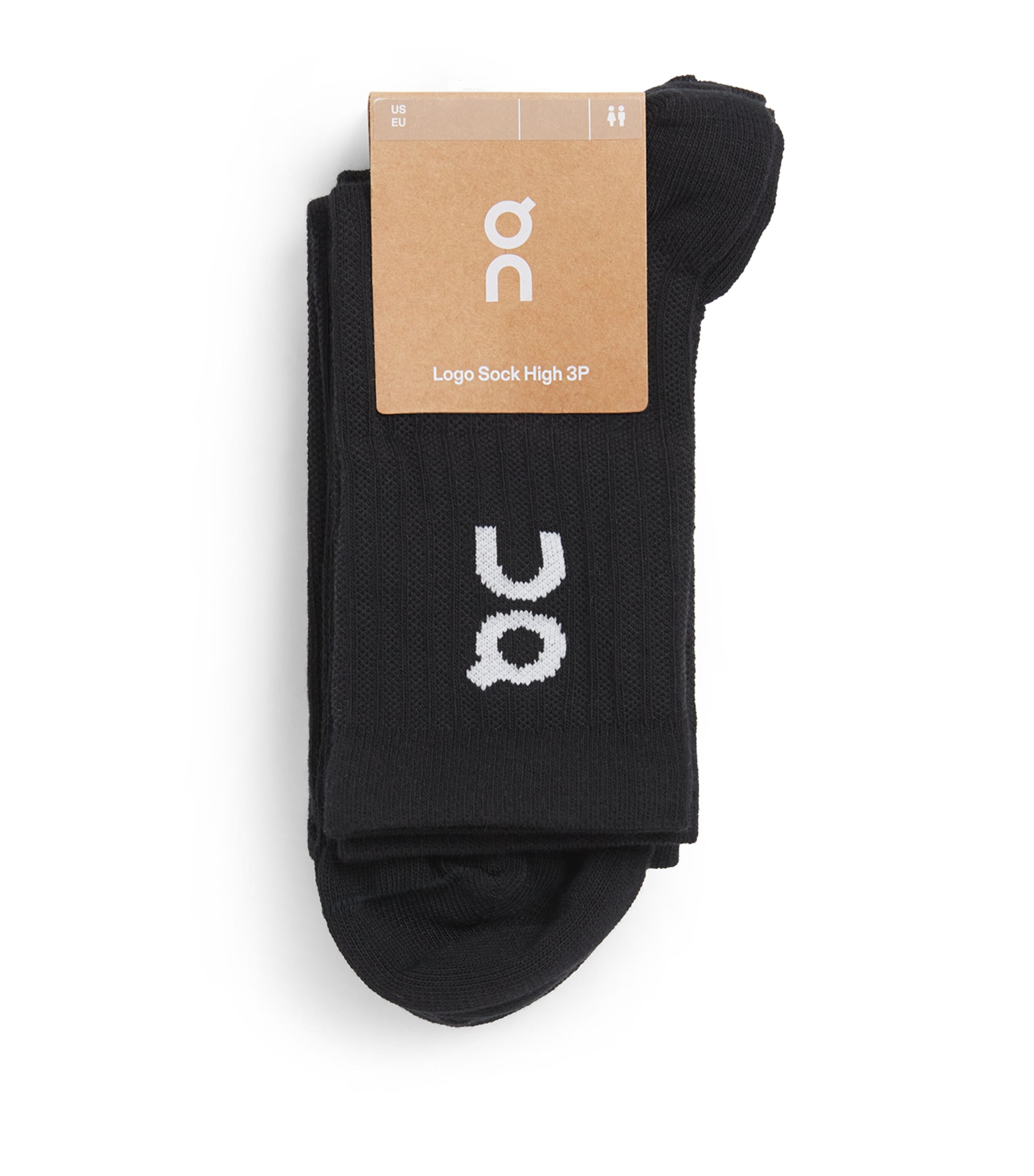 Cotton-Blend Logo High Socks (Pack of 3) BLACK Image 1