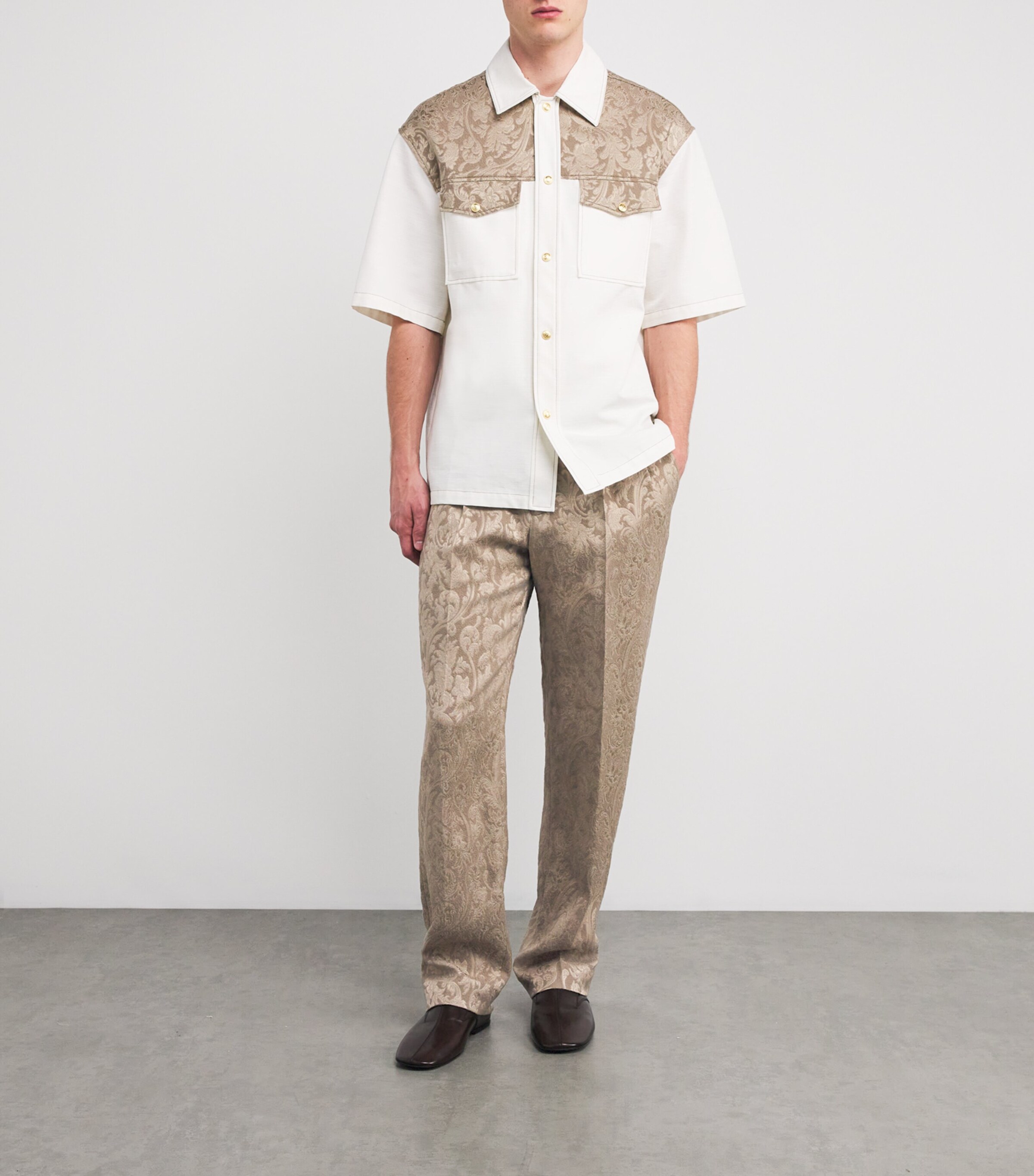 Jacquard Pleated Trousers BEIGE Image 2