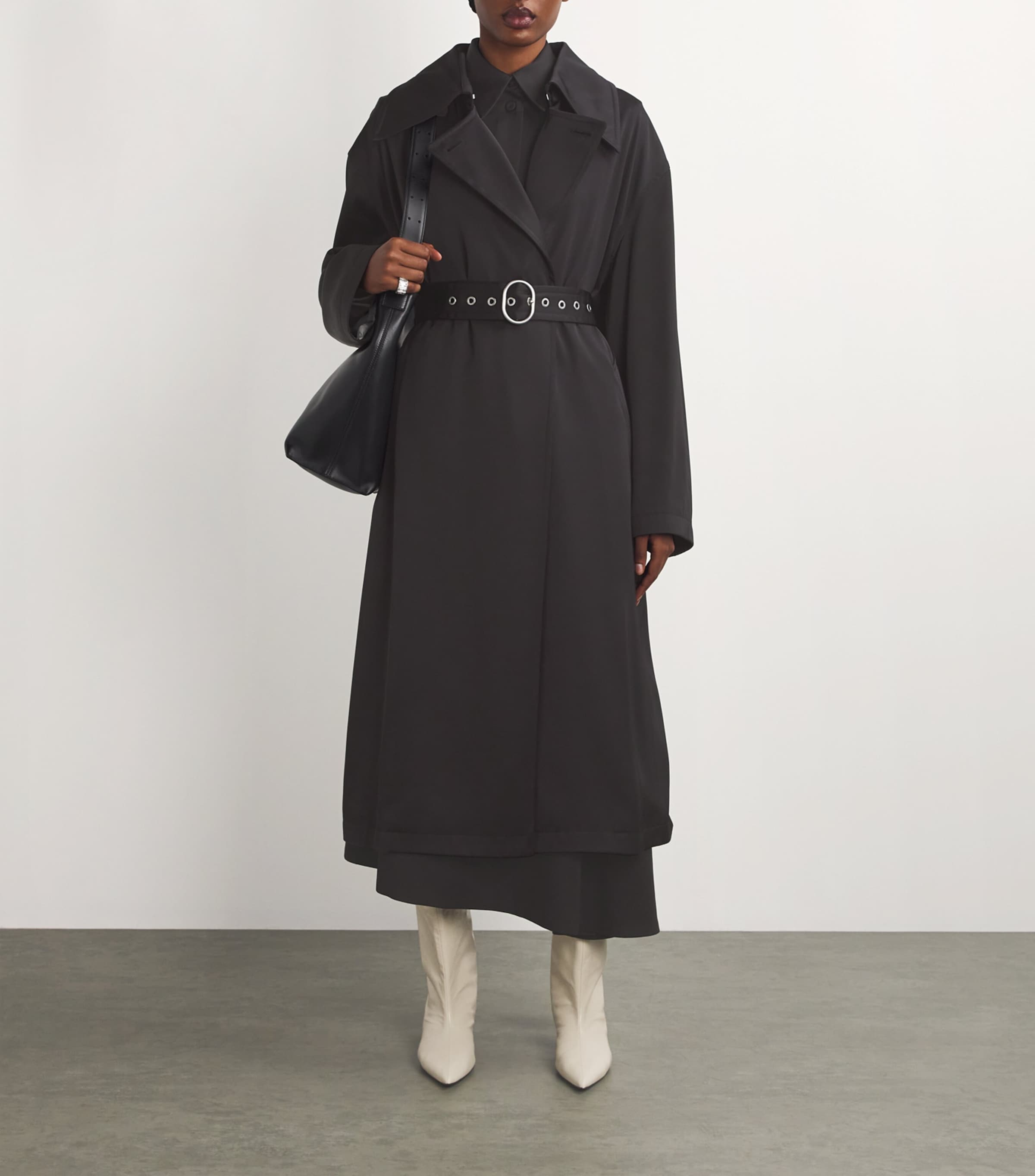 Jil Sander★GANACHE VISCOSE TRENCH COAT Jil Sander Long Belted Trench Coat in Ganache Brown | Santa