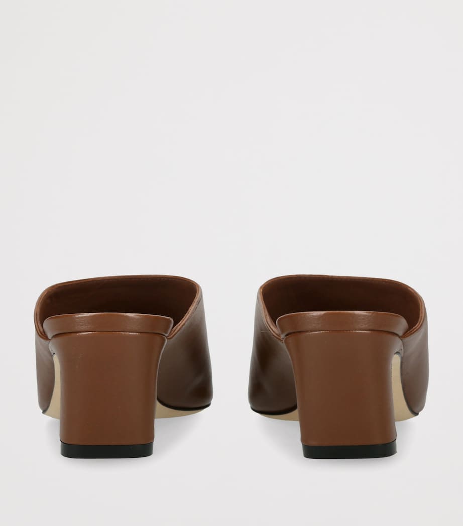 Stuart Weitzman Womens Leather Stassi Mules 50 Brown Image 2