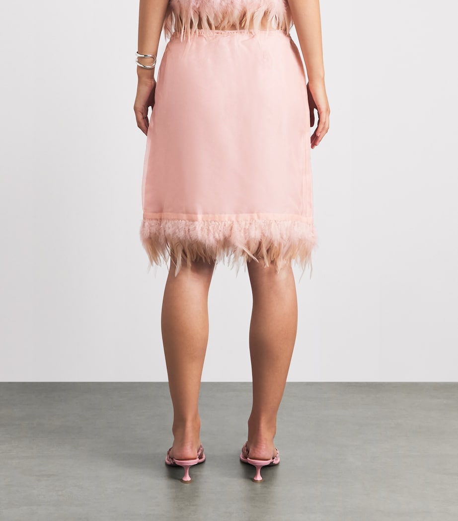 STAUD Womens Silk Feather-Trim Lark Skirt Sdrs Sandrose Image 5