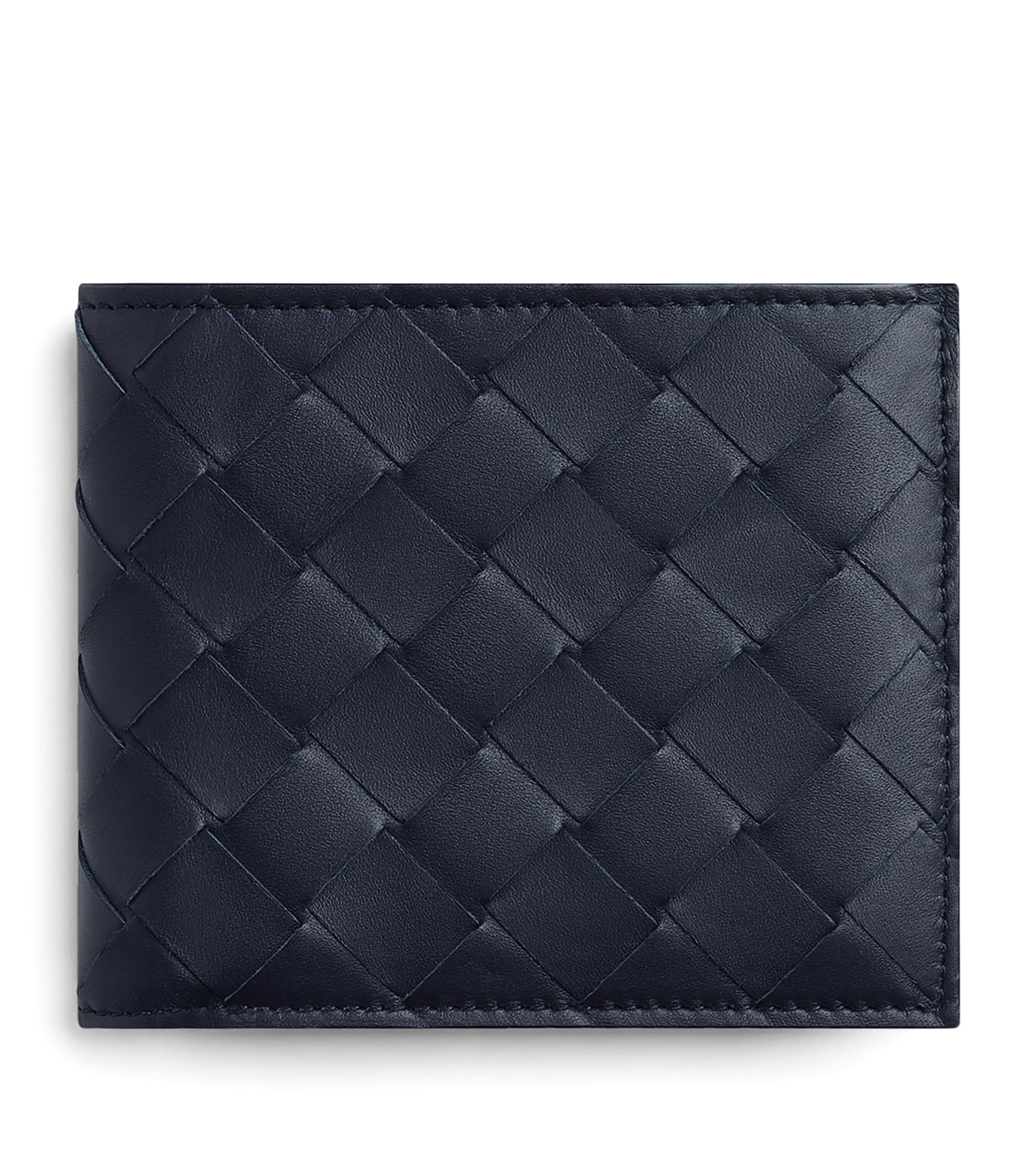 Bottega Veneta Leather Intrecciato Bifold Wallet In Black