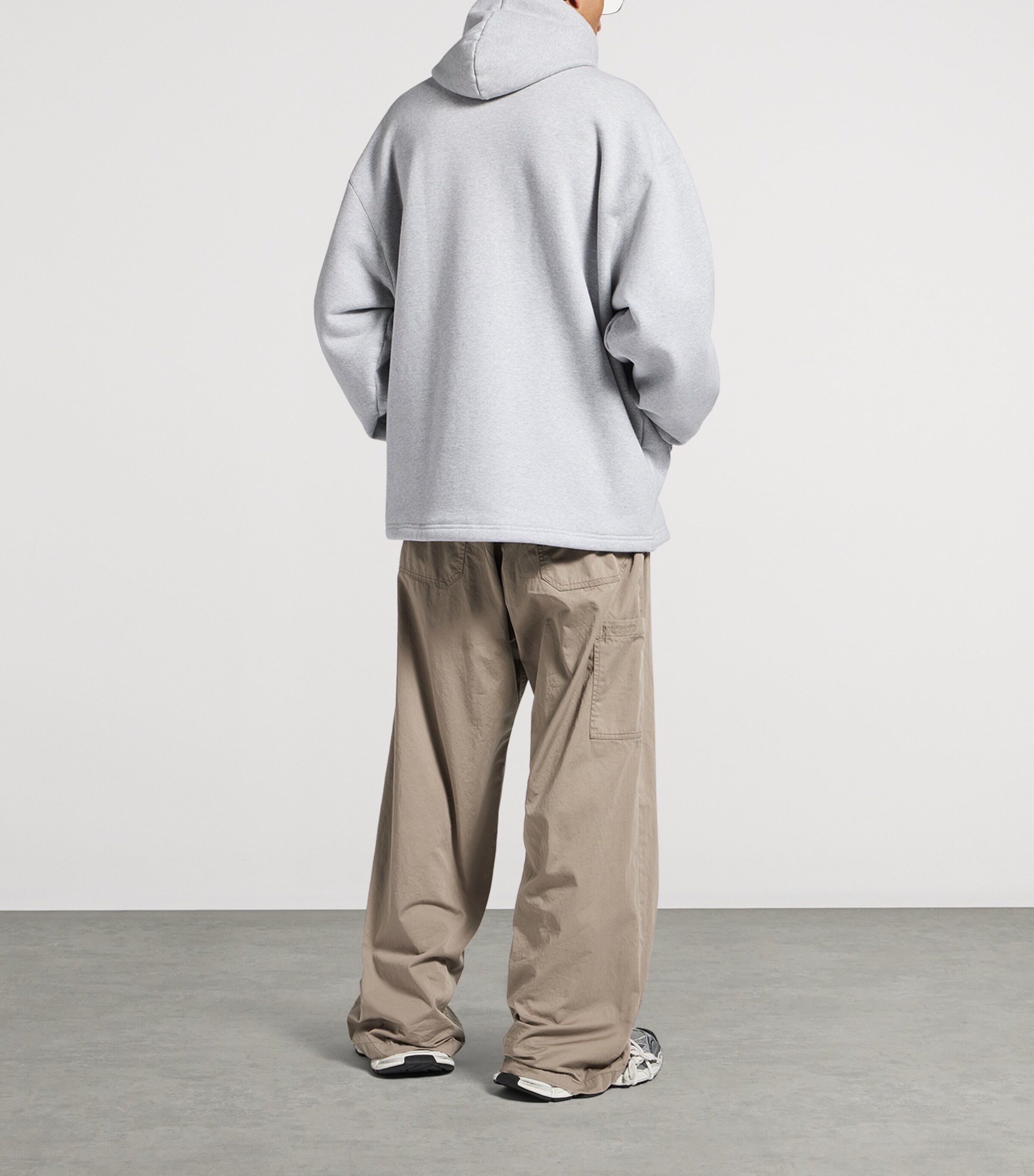 Balenciaga Mens Stretch-Cotton Fleece Oversized Hoodie Image 3