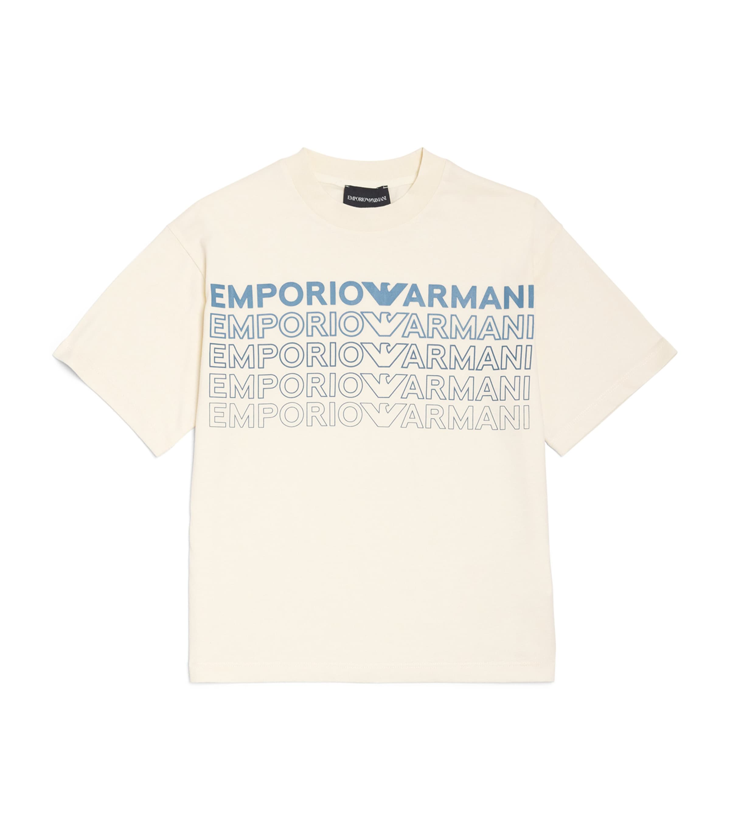 Shop Emporio Armani Cotton Logo T-shirt In Ivory