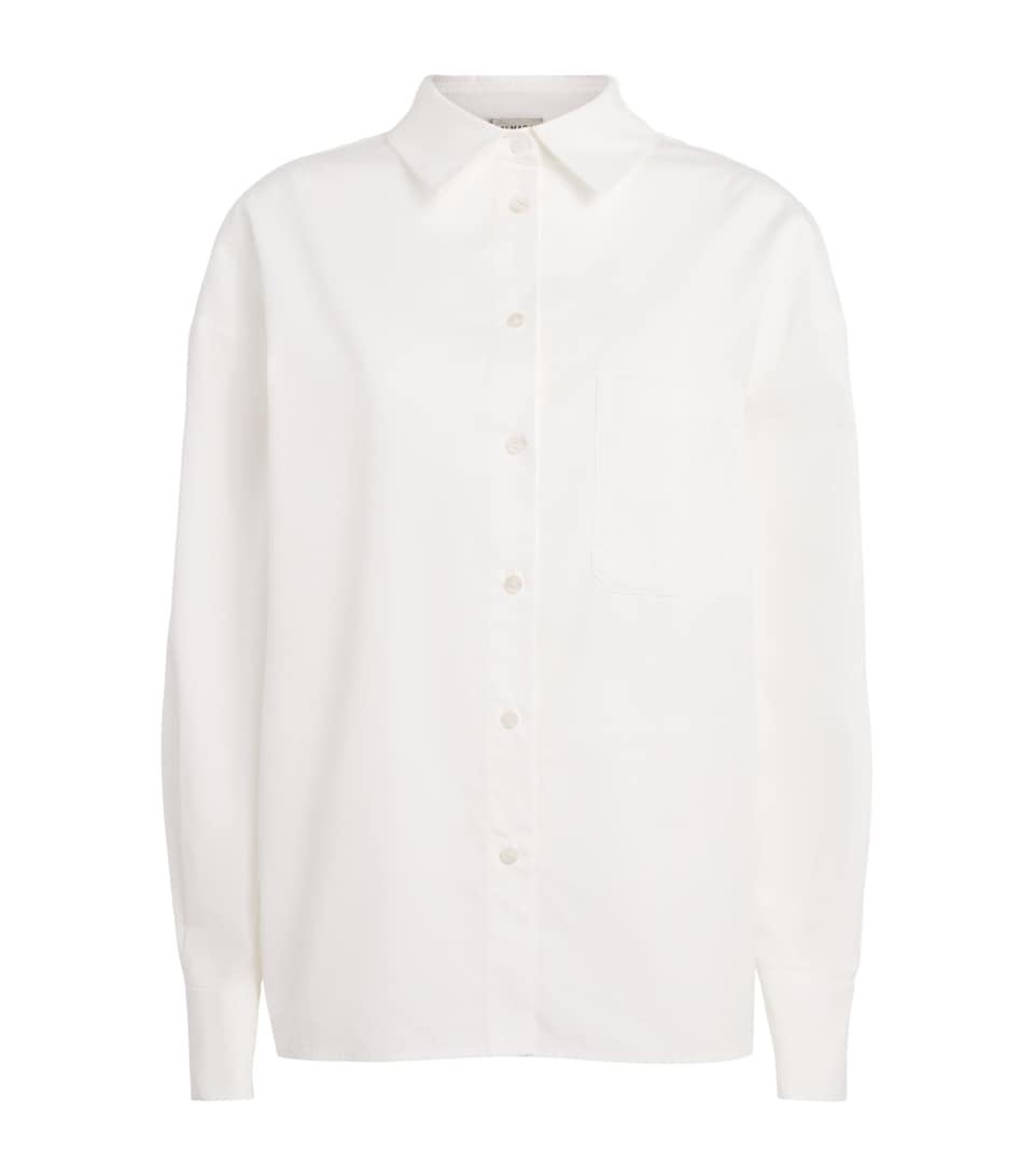 Almada Label Cotton Poplin Finn Shirt White