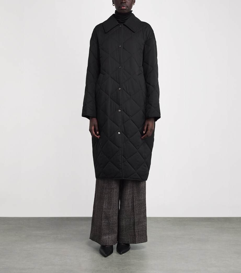 Diamond Quilted Penny Coat BLACK Image 3