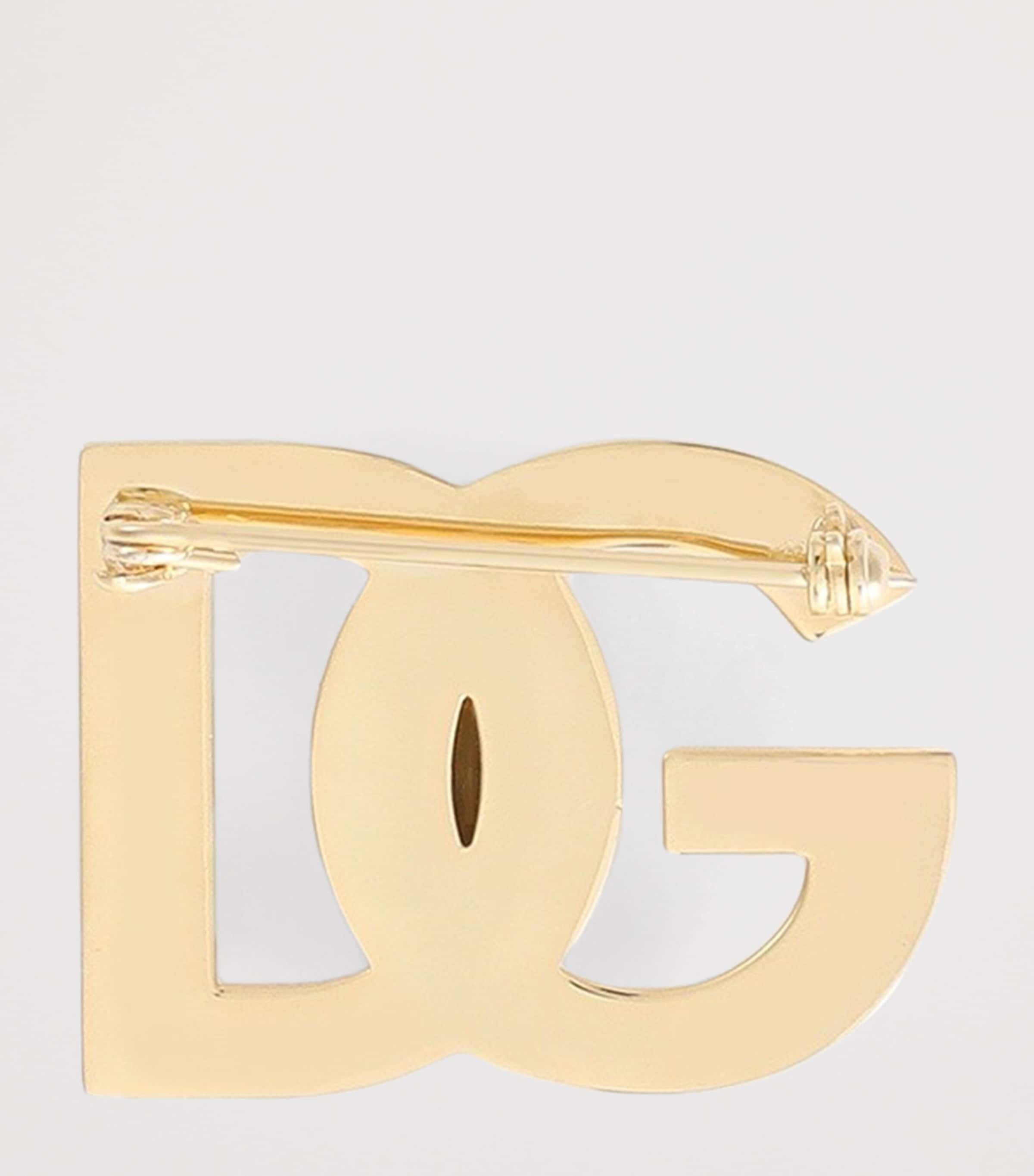 Dolce&Gabbana Embellished Logo Brooch Gold Image 3
