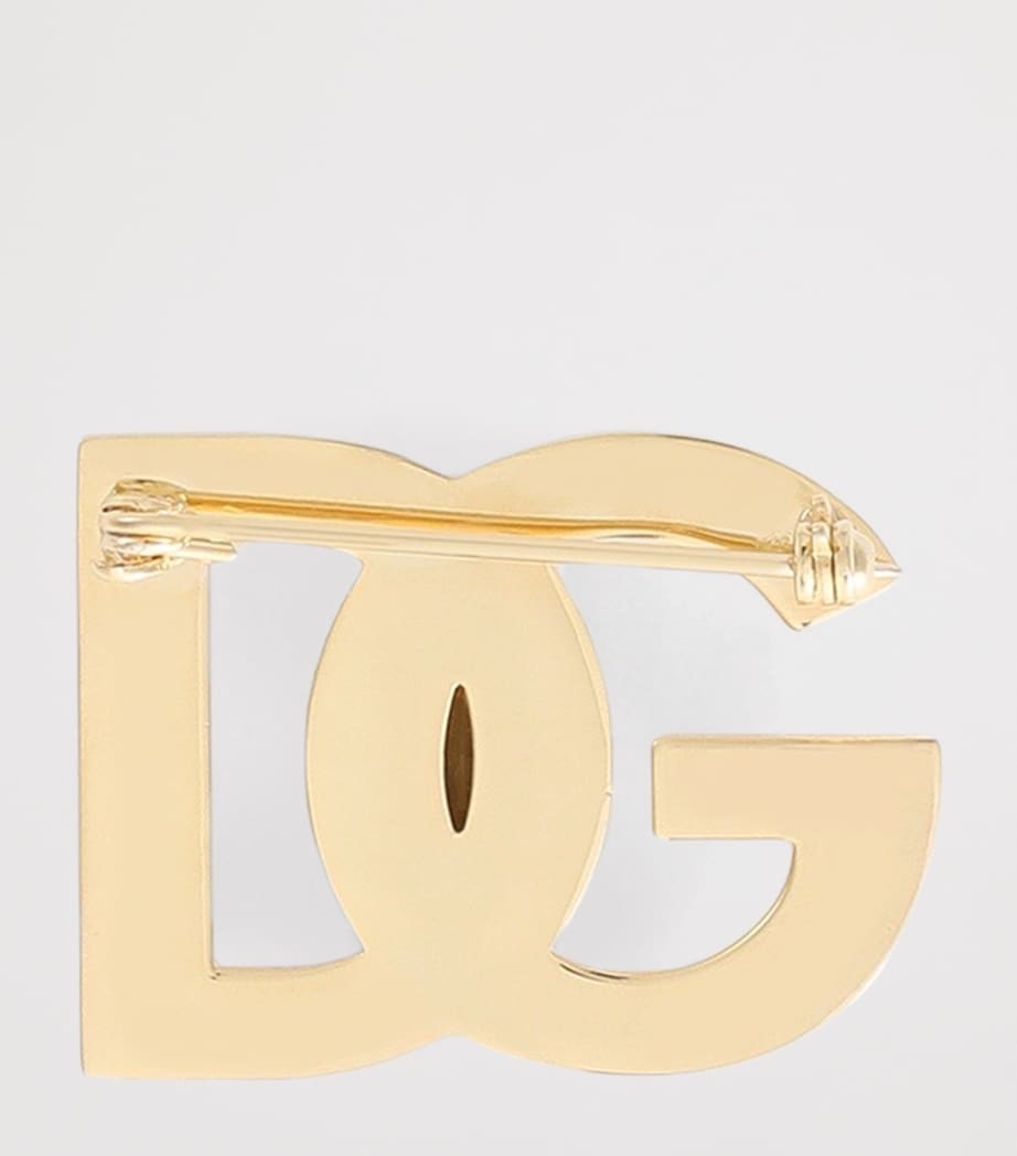 Dolce&Gabbana Embellished Logo Brooch Gold Image 3