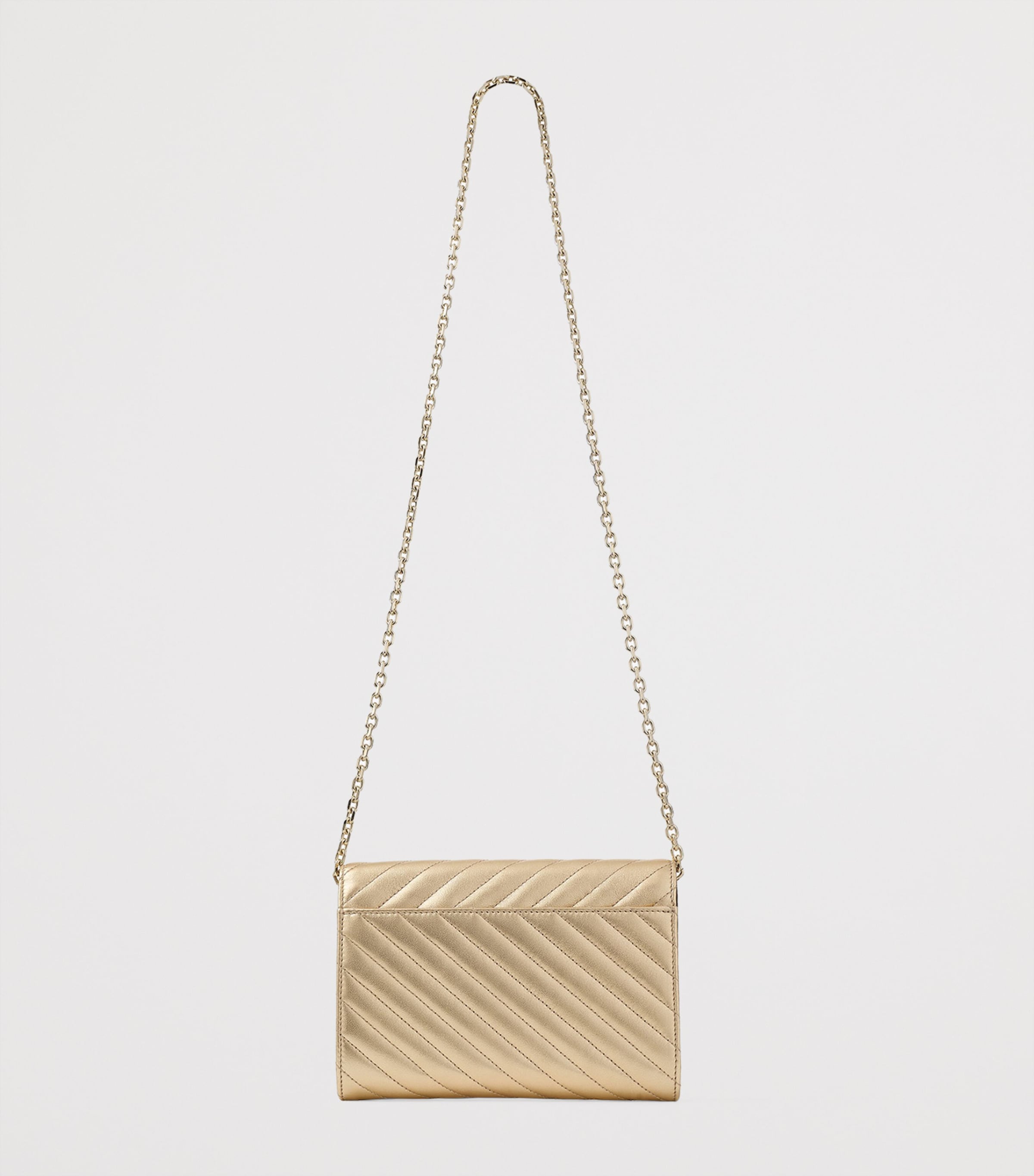 Leather Curve Clutch Bag GOLD/SHINY GOLD Image 4