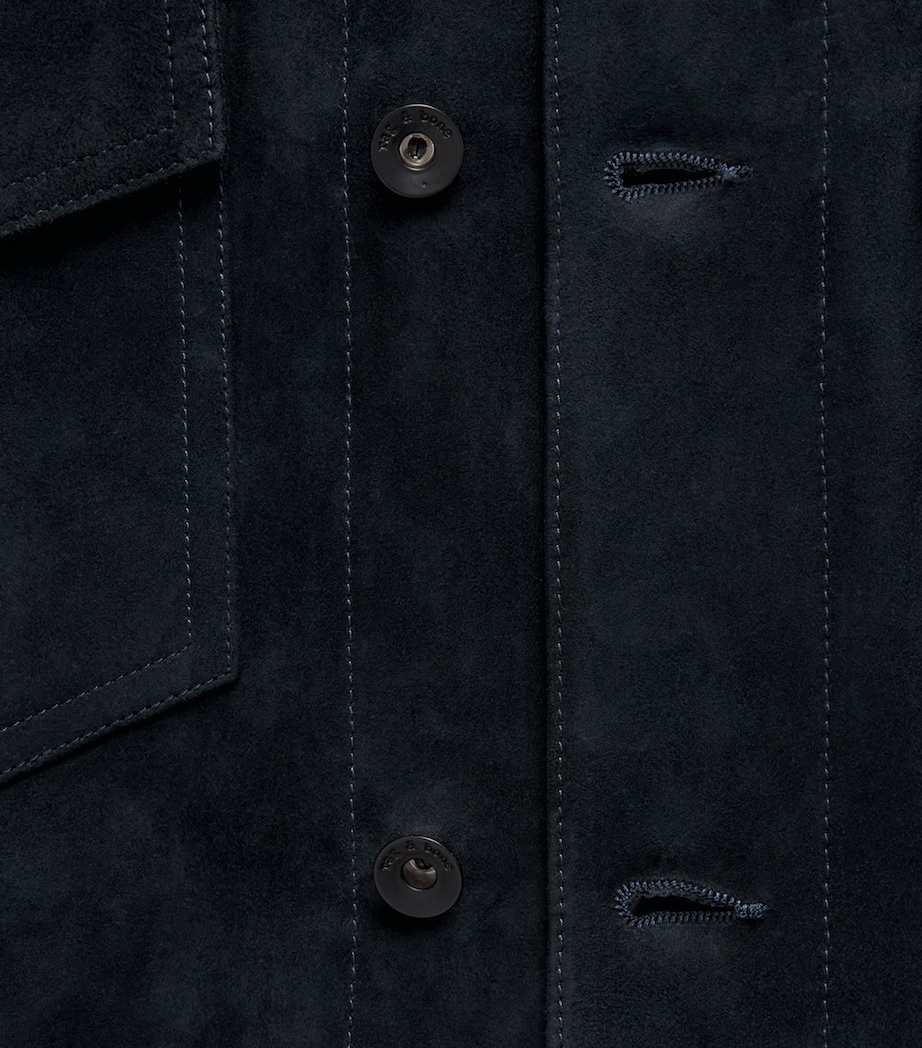 Rag & Bone Mens Suede Trucker Jacket Navy Image 6