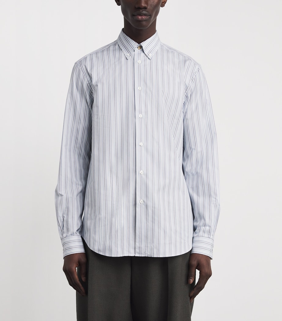 Cotton Stripe Shirt BLUE-40 Image 3