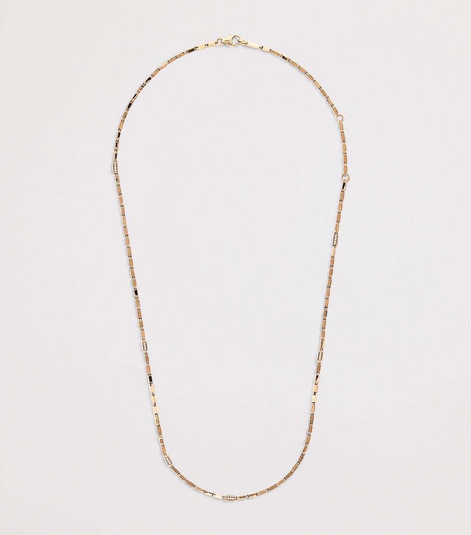 Suzanne Kalan Rose Gold and Diamond Thin Block Chain Necklace Rg/wd Image 3
